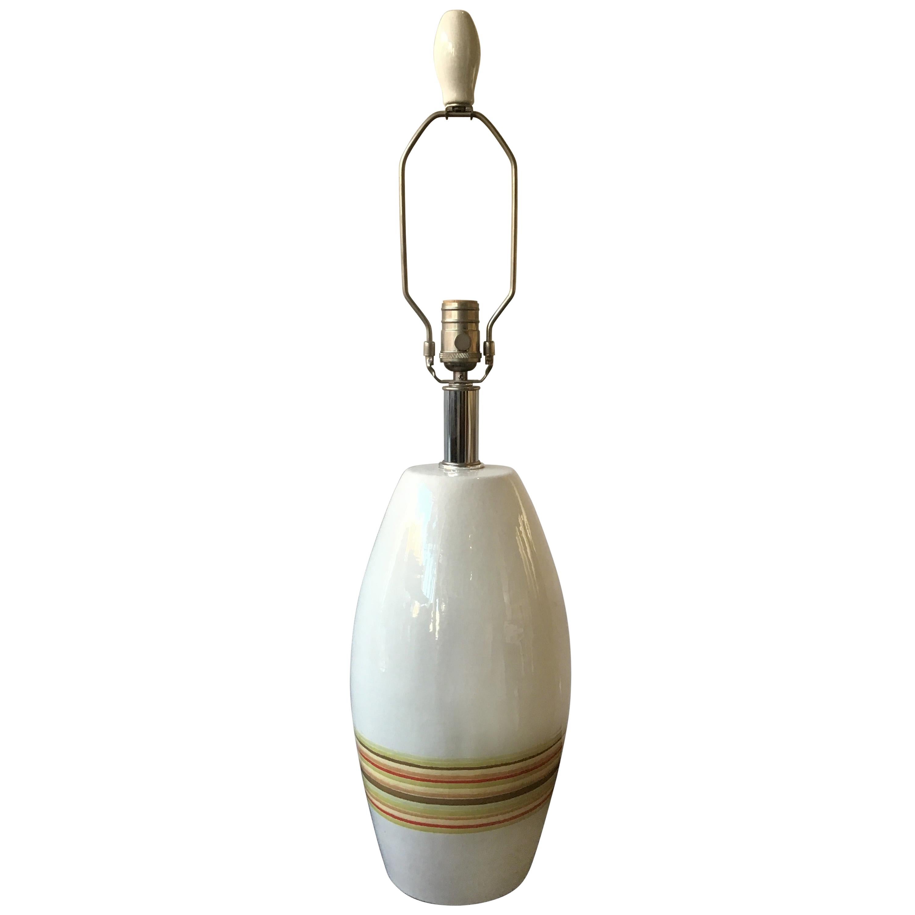 Jill Rosenwald Ceramic Striped Lamp For Sale