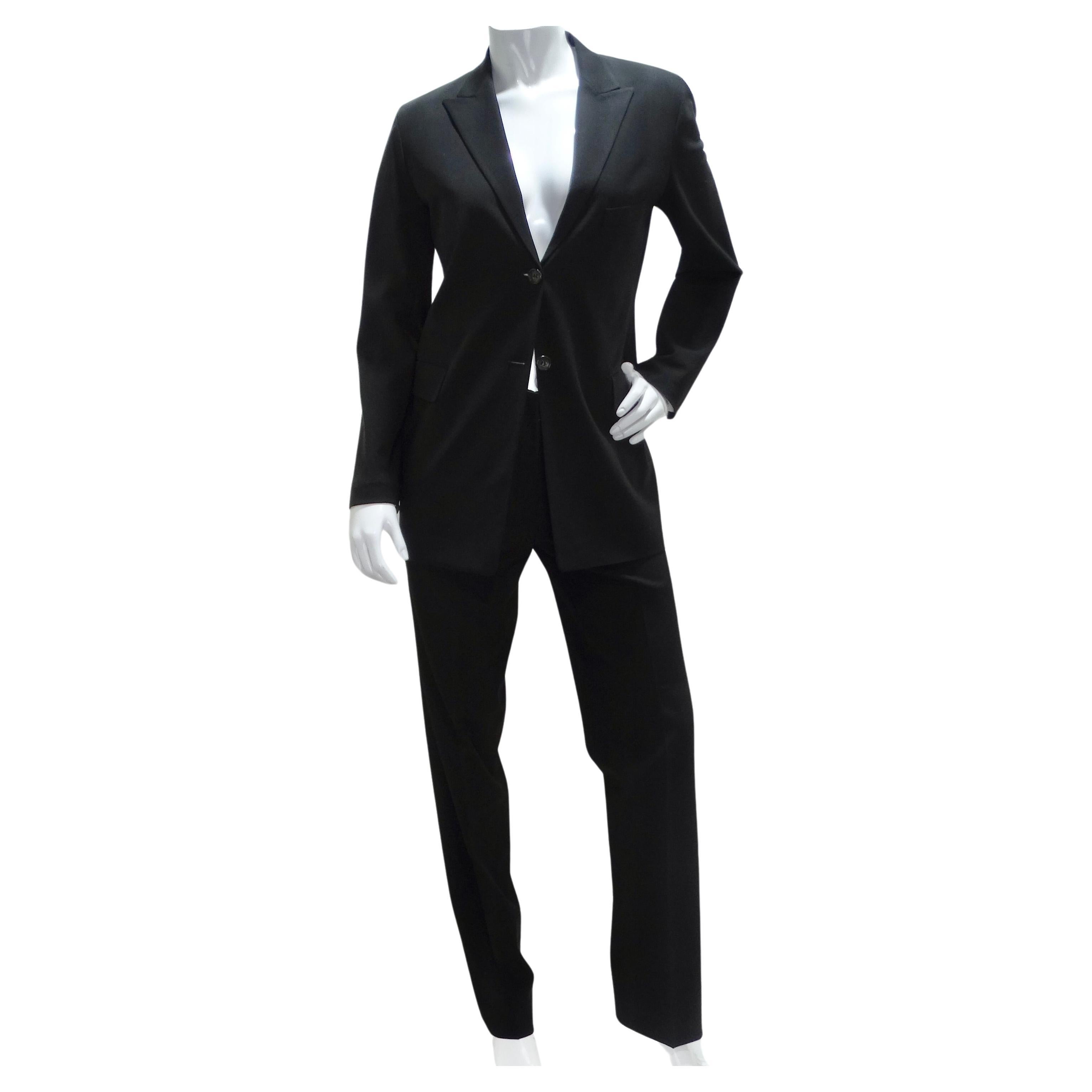 Jill Sander 90s Black Blazer & Trouser Suit Set en vente