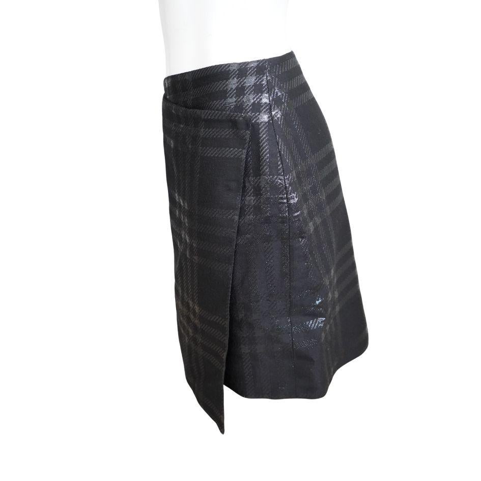 Jill Sander Black Plaid Wrap Asymmetrical Skirt sz 38
length: 18.5 waist: 28” 