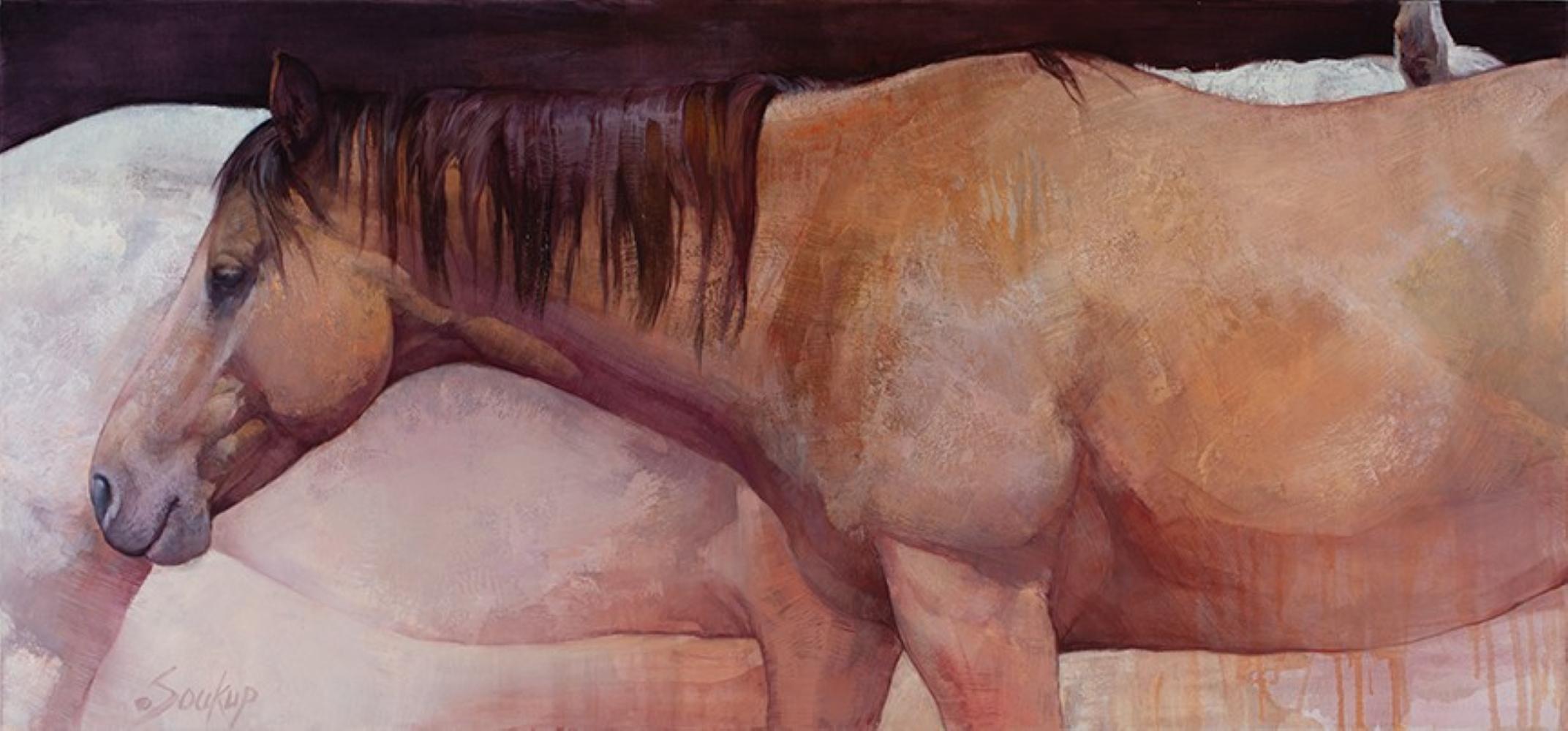 "Snooze" (2024) Por Jill Soukup, Pintura al óleo original sobre tabla