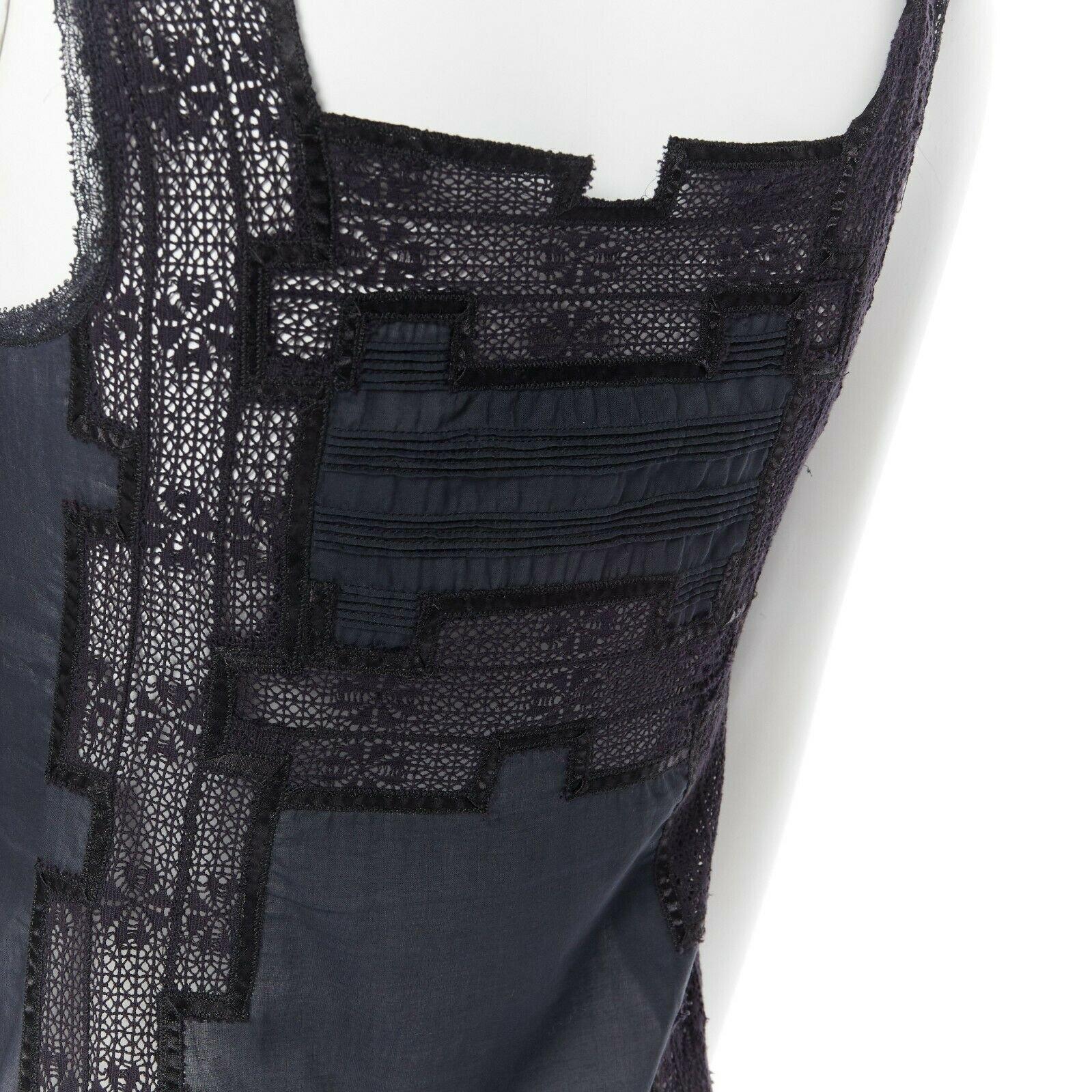 JILL STUART 100% algodón negro bordado anglaise floral vestido bohemio XS 5