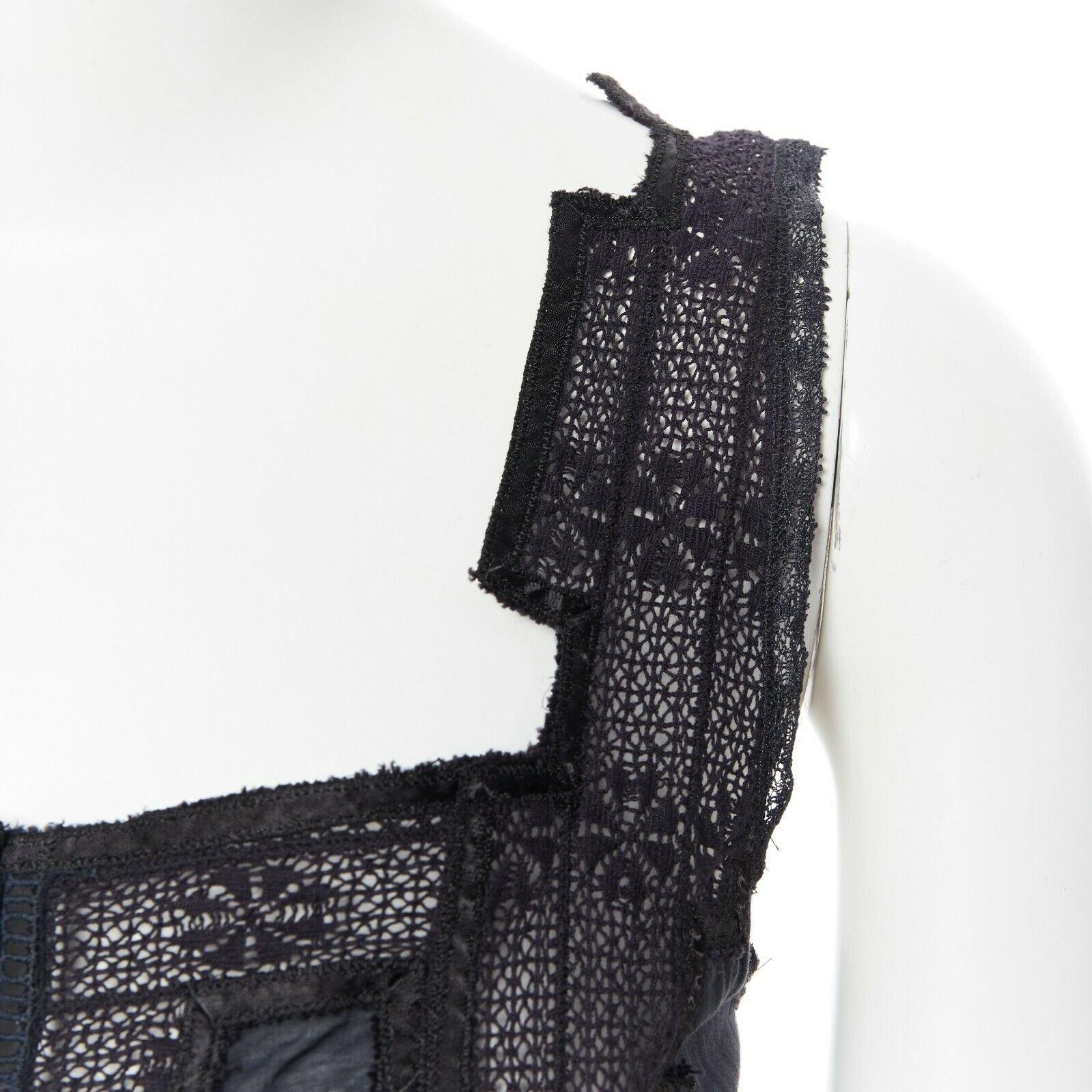 JILL STUART 100% algodón negro bordado anglaise floral vestido bohemio XS 4