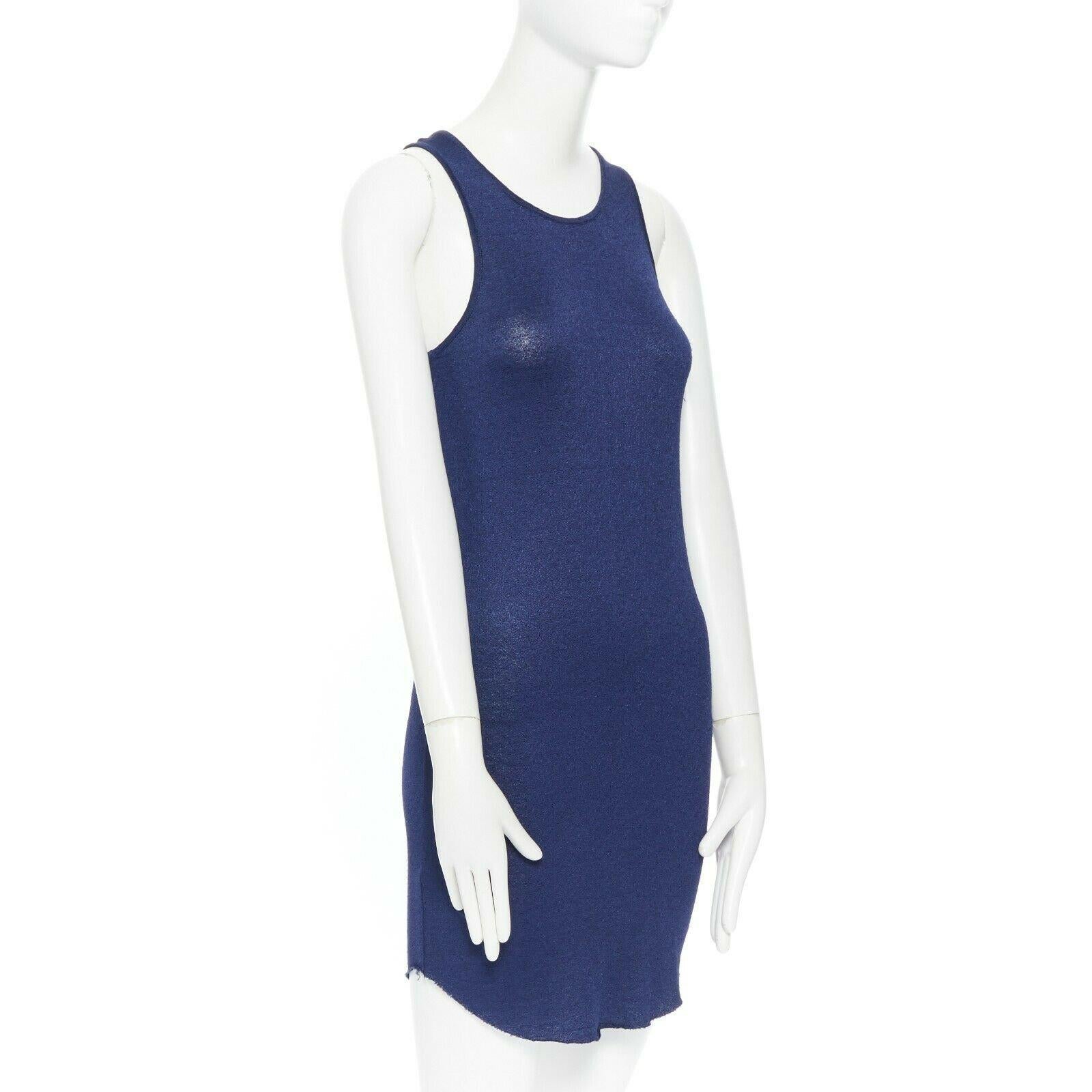 Blue JILL STUART COLLECTION classic blue textured raw-edges hem sleeveless tank dress