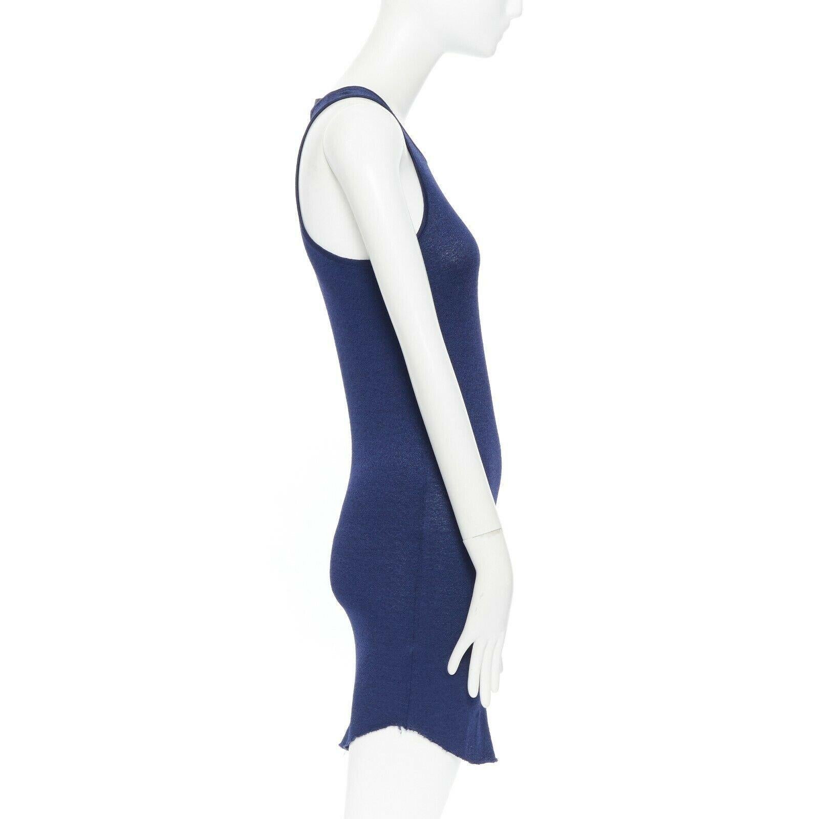 JILL STUART COLLECTION classic blue textured raw-edges hem sleeveless tank dress In Good Condition In Hong Kong, NT
