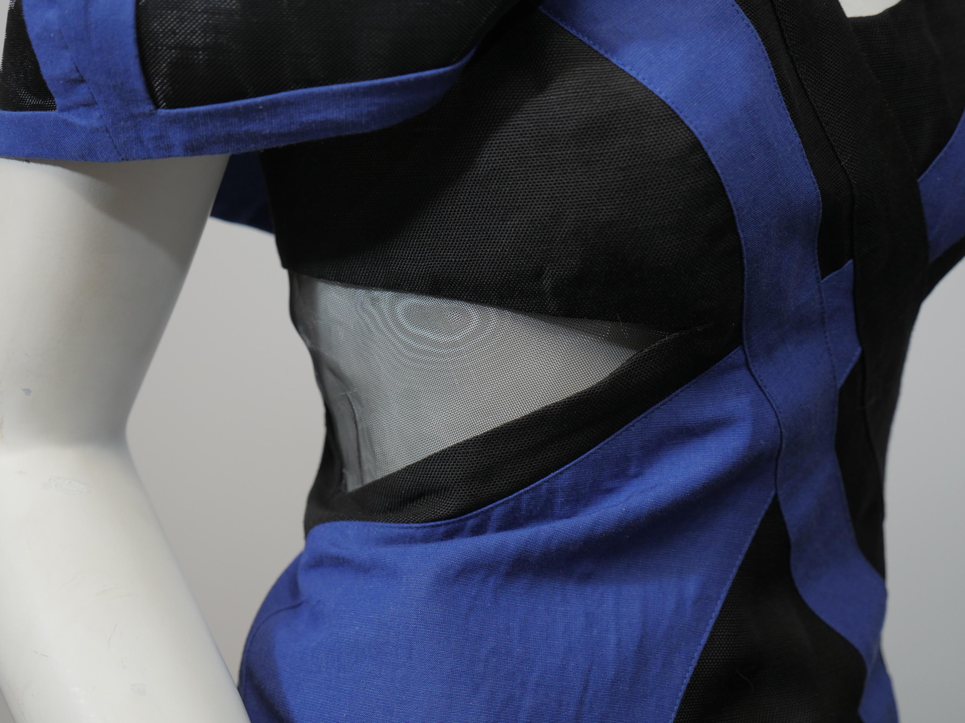 Jill Stuart Size 0 Blue Black Color Block Cutout  Dress 2
