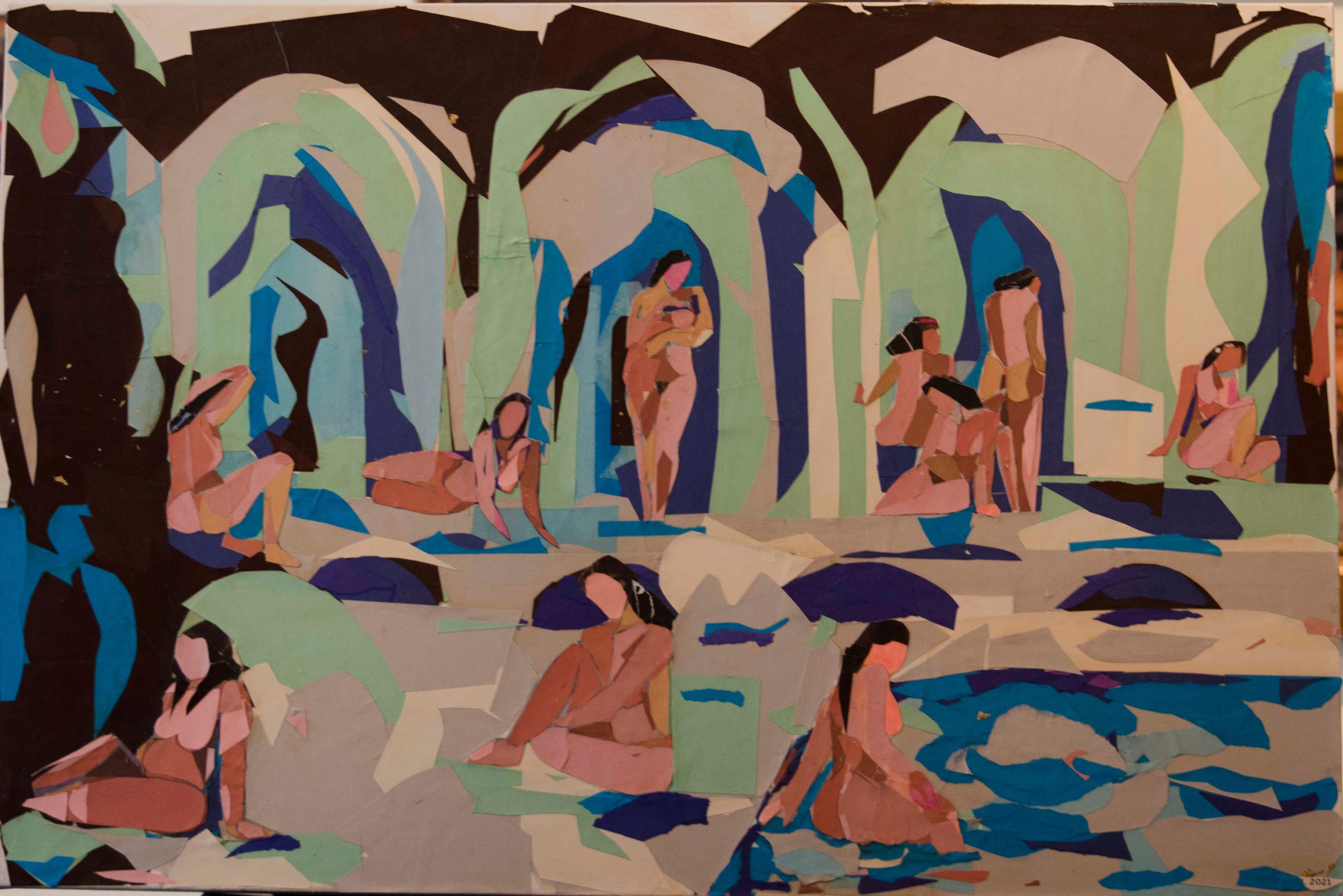 Jilla Mannana Nude Painting - Bathing Beauties