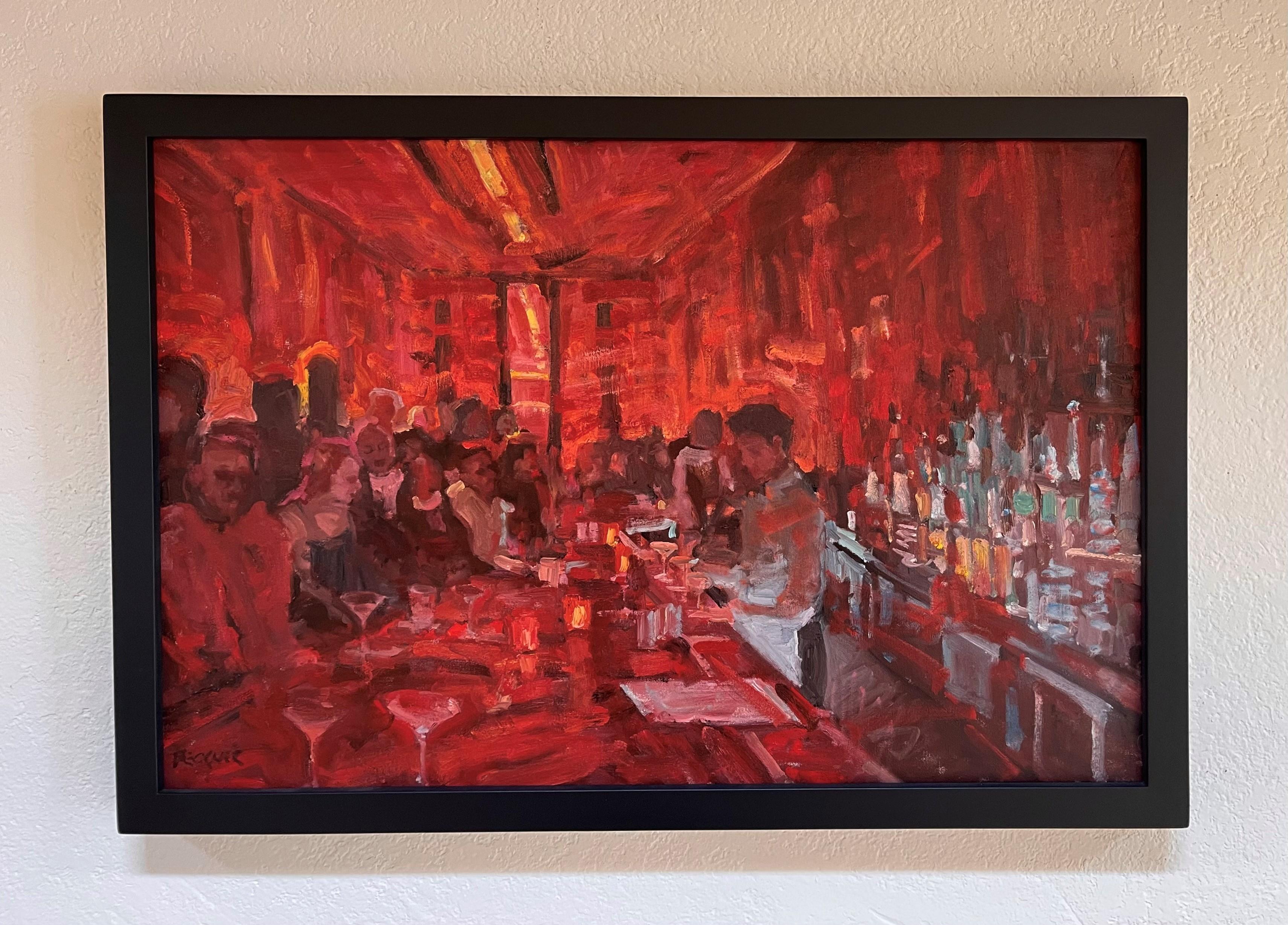 „Cruise Room #8“, „  Barszene in Rot von Jim Beckner im Angebot 1