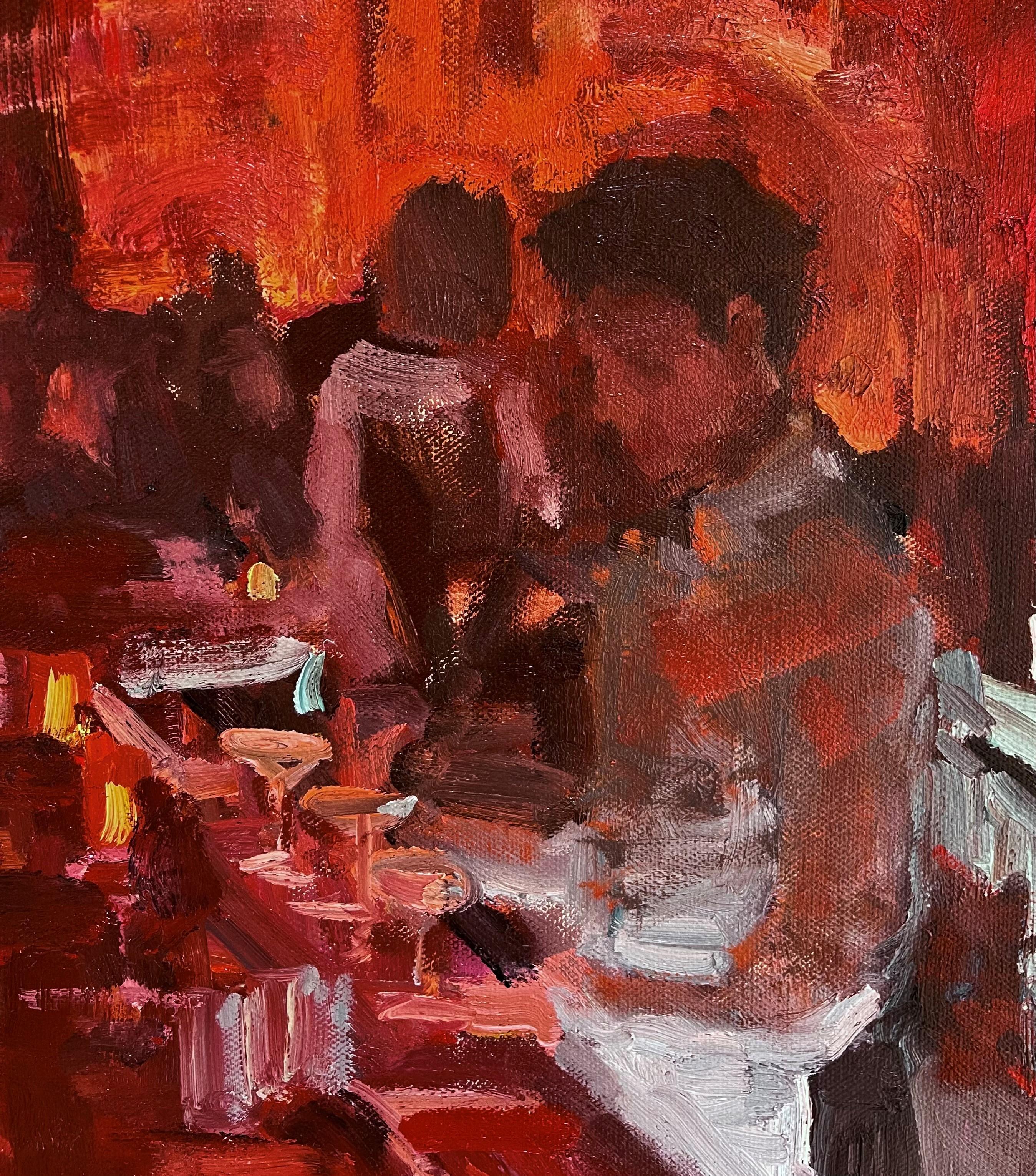 „Cruise Room #8“, „  Barszene in Rot von Jim Beckner im Angebot 2
