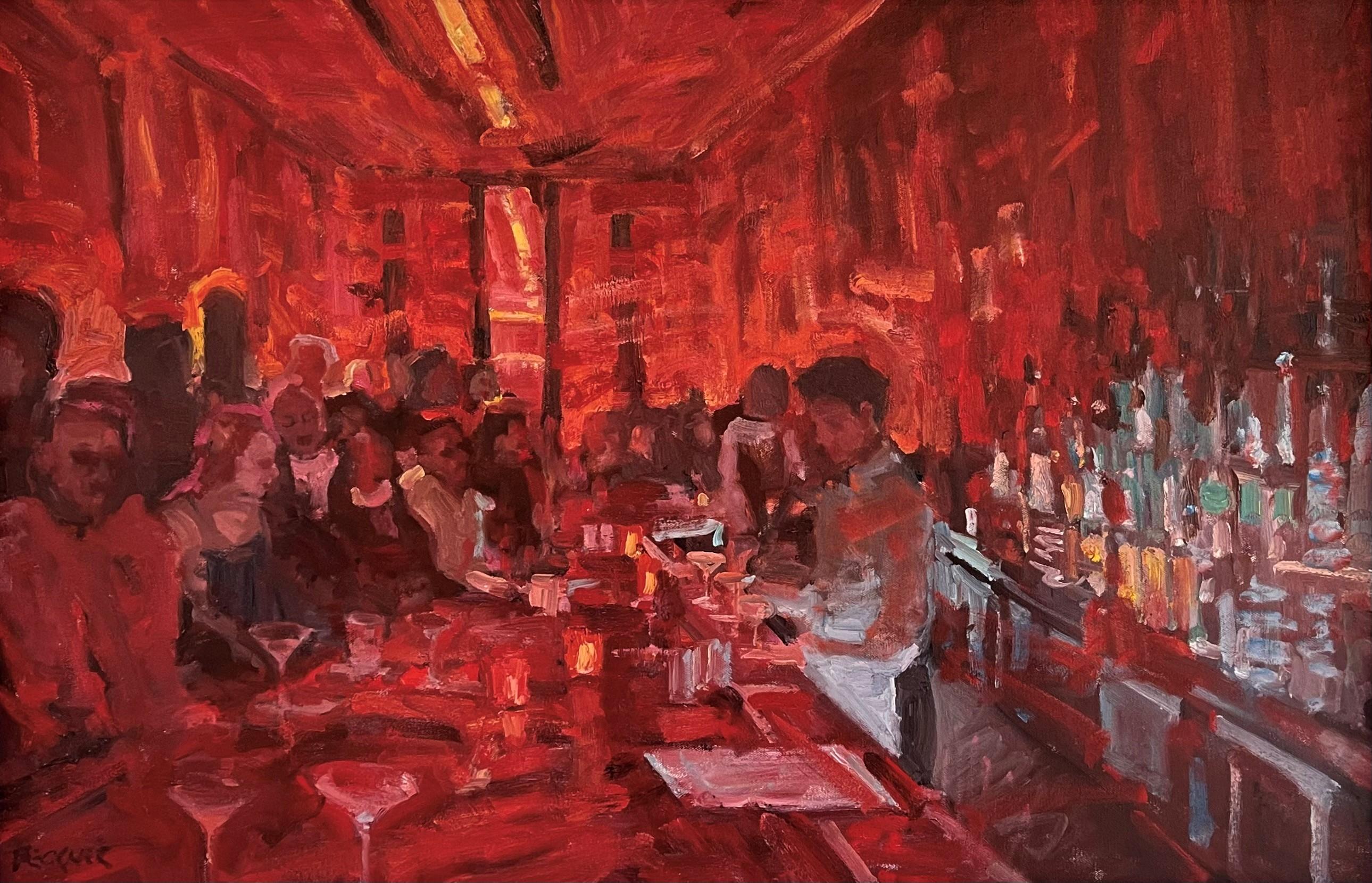 "Camera da crociera #8".  Scena di bar in rosso di Jim Beckner