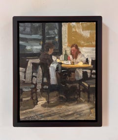 "Late Dinner, " Oil Painting of a Couple at Dinner by Jim Beckner