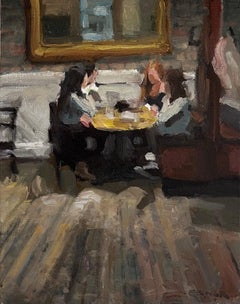 "Midnight Table, " Oil Painting of Friends at a Bar by Jim Beckner