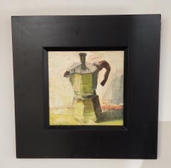 Moka Espresso, Oil on Panel,  Impressionism, 10 x 10 Framed, American Artist