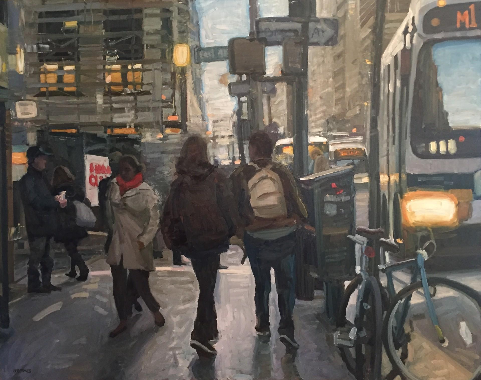 Jim Beckner Figurative Painting - New York Walkway