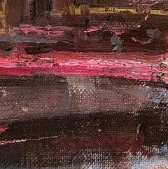 Abstrakte Stadtszene, „Street Movement“, Ölgemälde von Jim Beckner