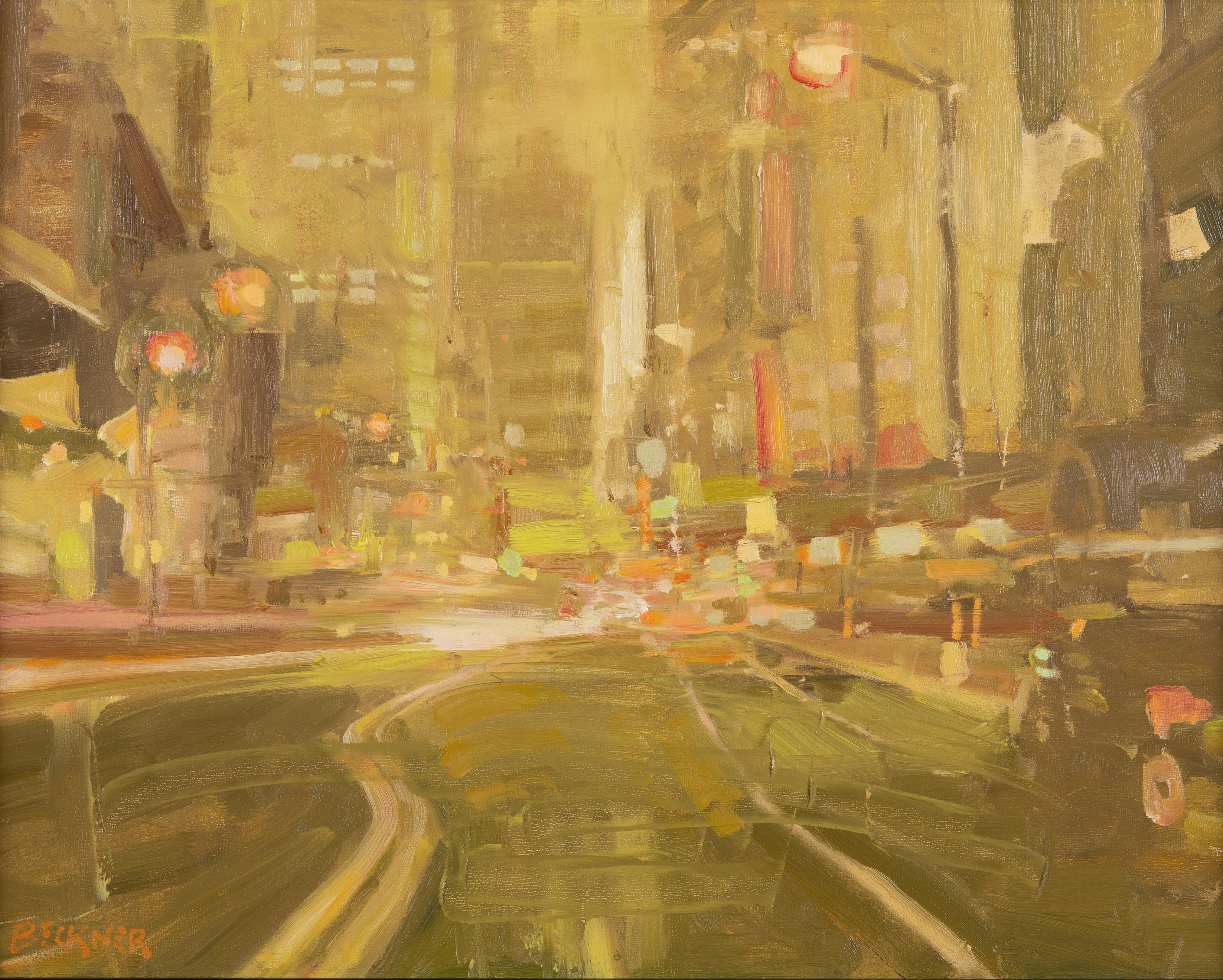 Jim Beckner Landscape Painting – "Sublimation" (2025), Original Impressionist Cityscape, Oil on Canvas Board
