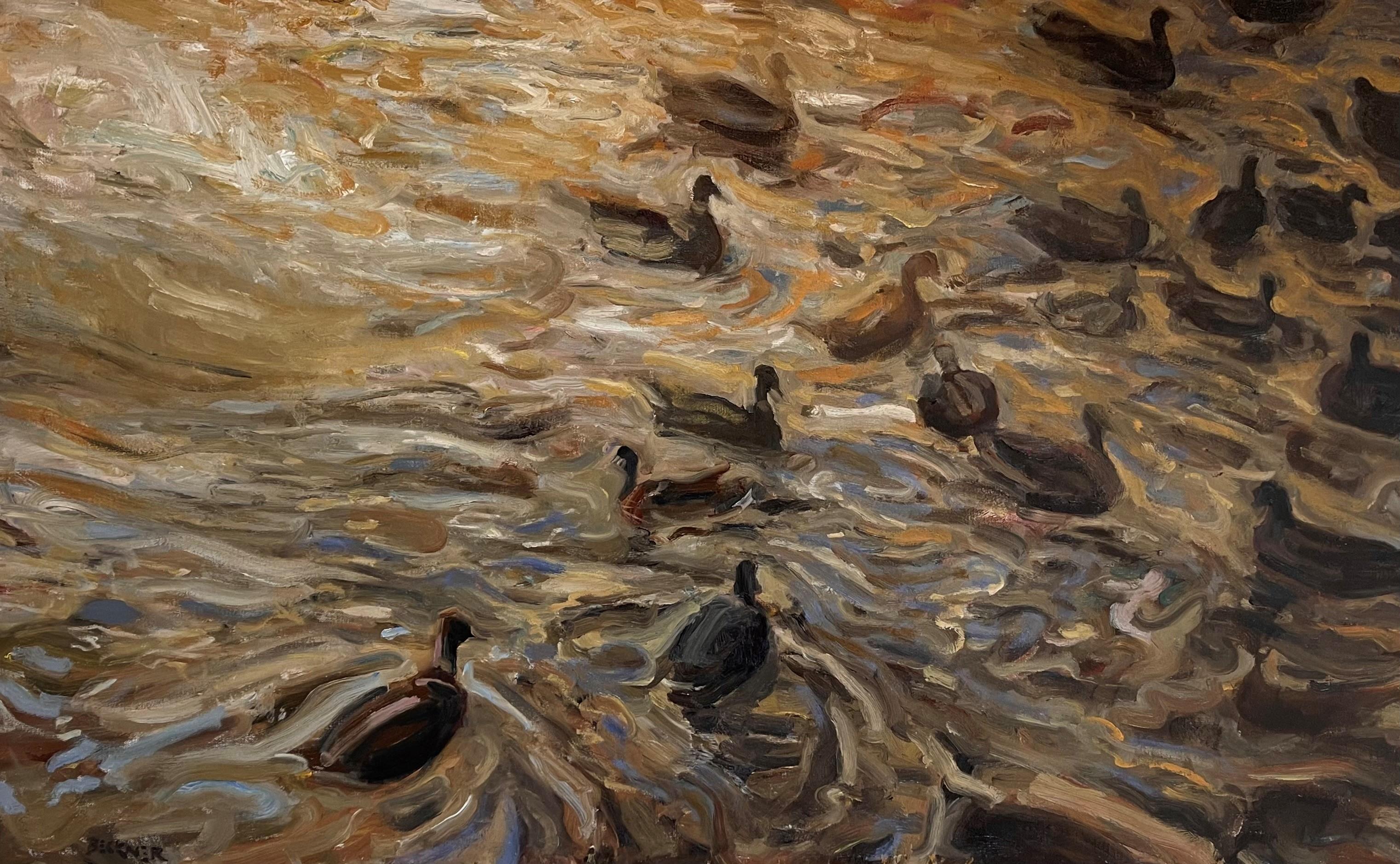 "Waves #2" di Jim Beckner (USA) è un dipinto a olio originale, realizzato a mano, che raffigura una scena d'acqua con anatre che nuotano felici. 

Informazioni sull'artista:

(Nato nel 1970)
L'artista Jim Beckner, con sede a Denver, crea paesaggi