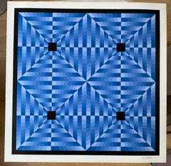 Vintage tribute to Vasarely 6 blue 