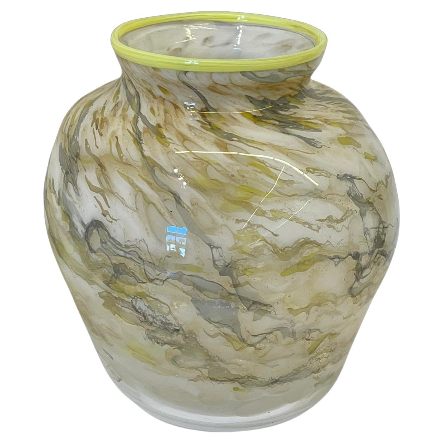 Jim Bowman Signed Art Glass Vase For Sale
