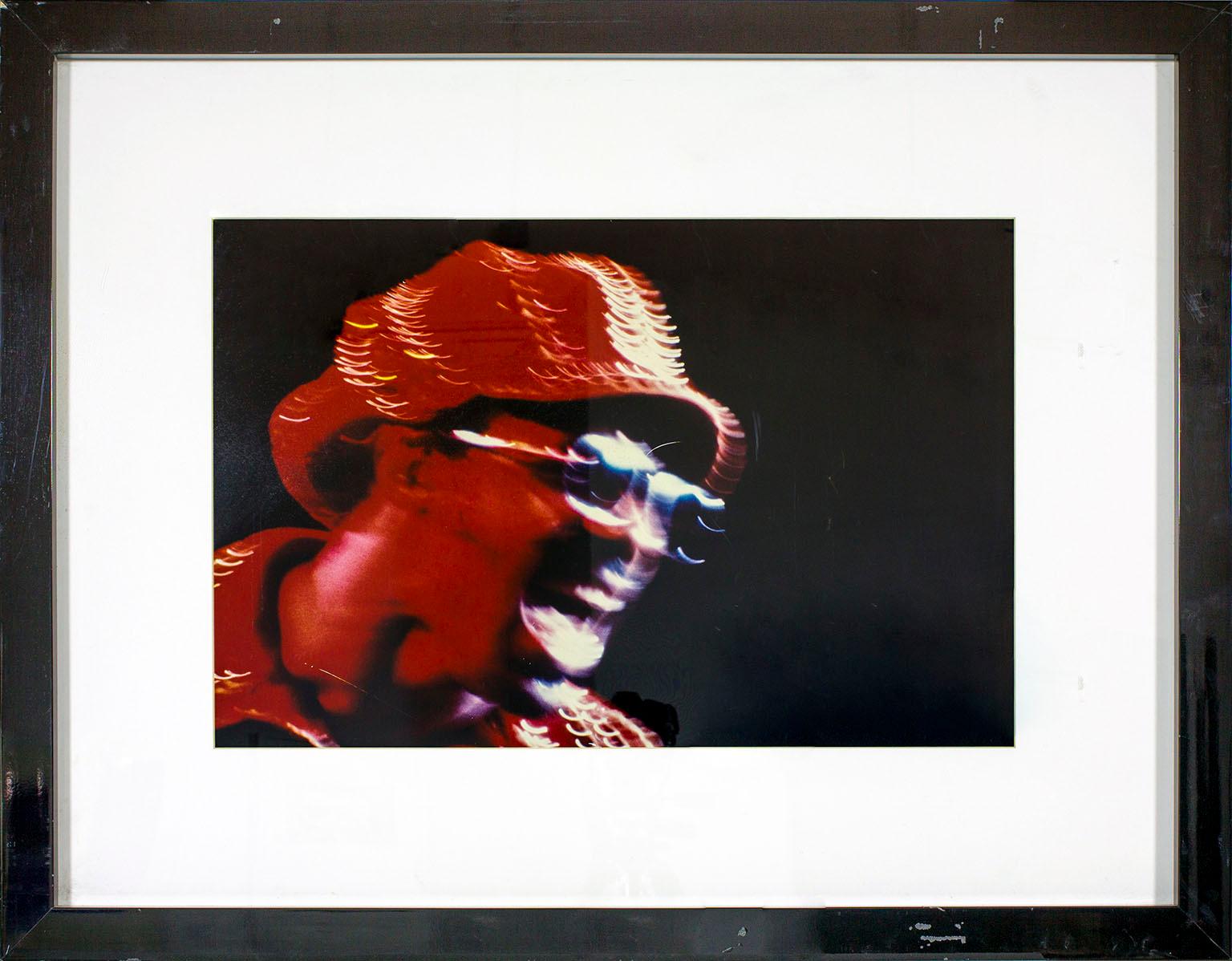 "Stevie Wonder'" framed color photograph by Jim Britt. This photograph was originally displayed in a guest room of the original Hard Rock Hotel and Casino in Las Vegas, Nevada, and comes with a certificate of authenticity and commemorative plaque to