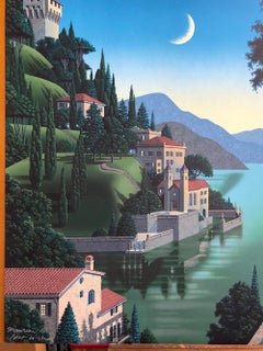 Princes Kept The View, Signed Lithograph, Mediterranean Villa Fantasy Landscape