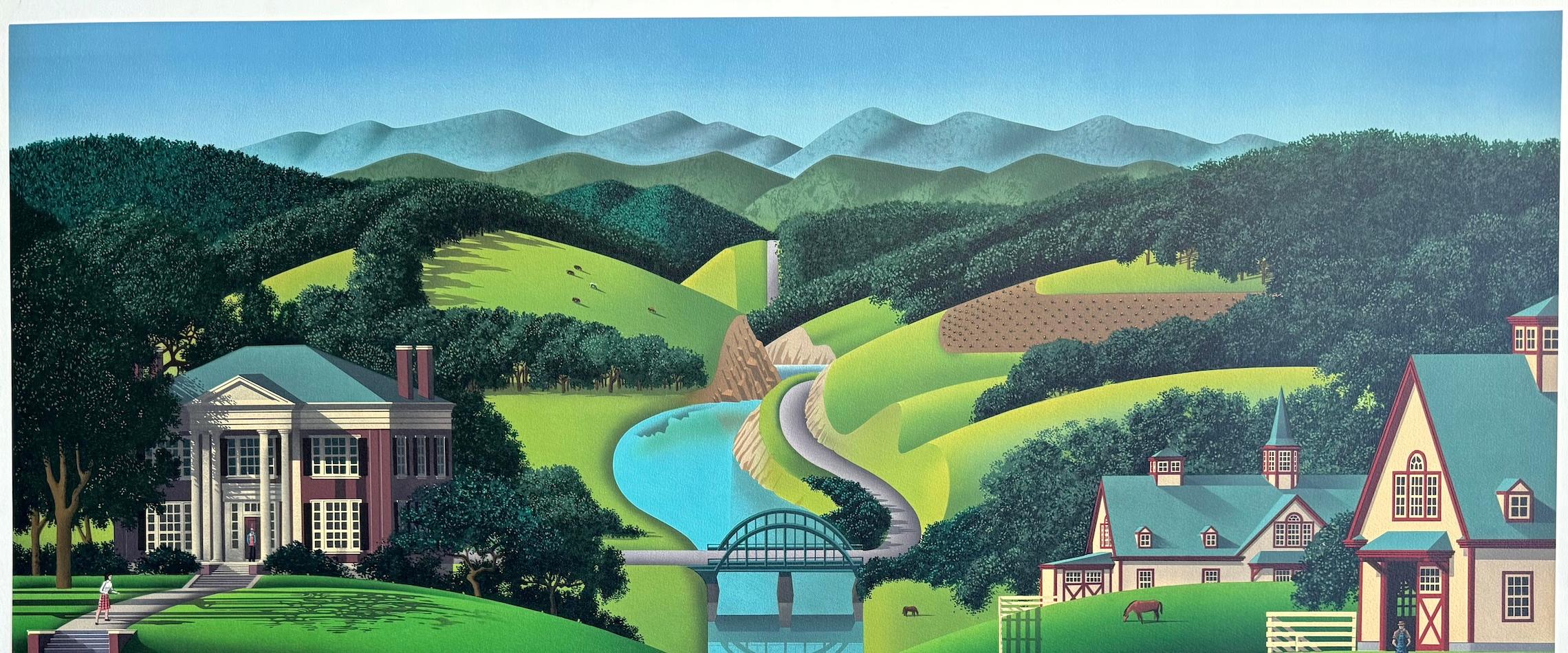 TROUBLE AT WALNUT RIDGE Signed Lithograph, Farm Country, Green Hills, Horses For Sale 2