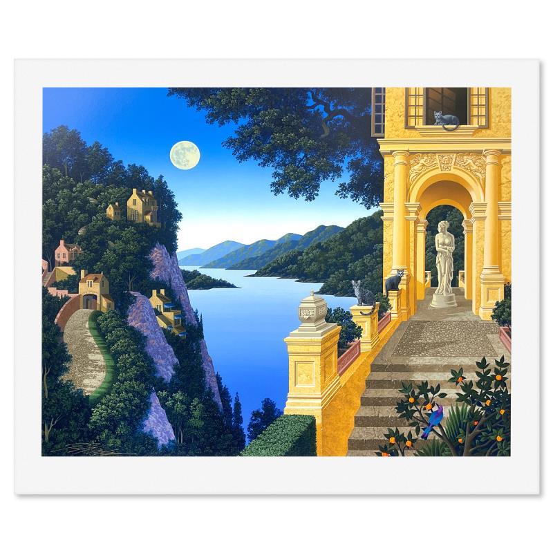 "Two Suitors" is a limited edition printer's proof on paper by Jim Buckels, numbered and hand signed by the artist. Includes Letter of Authenticity. Measures approx. 28.5" x 34" (border), 24" x 30" (image).