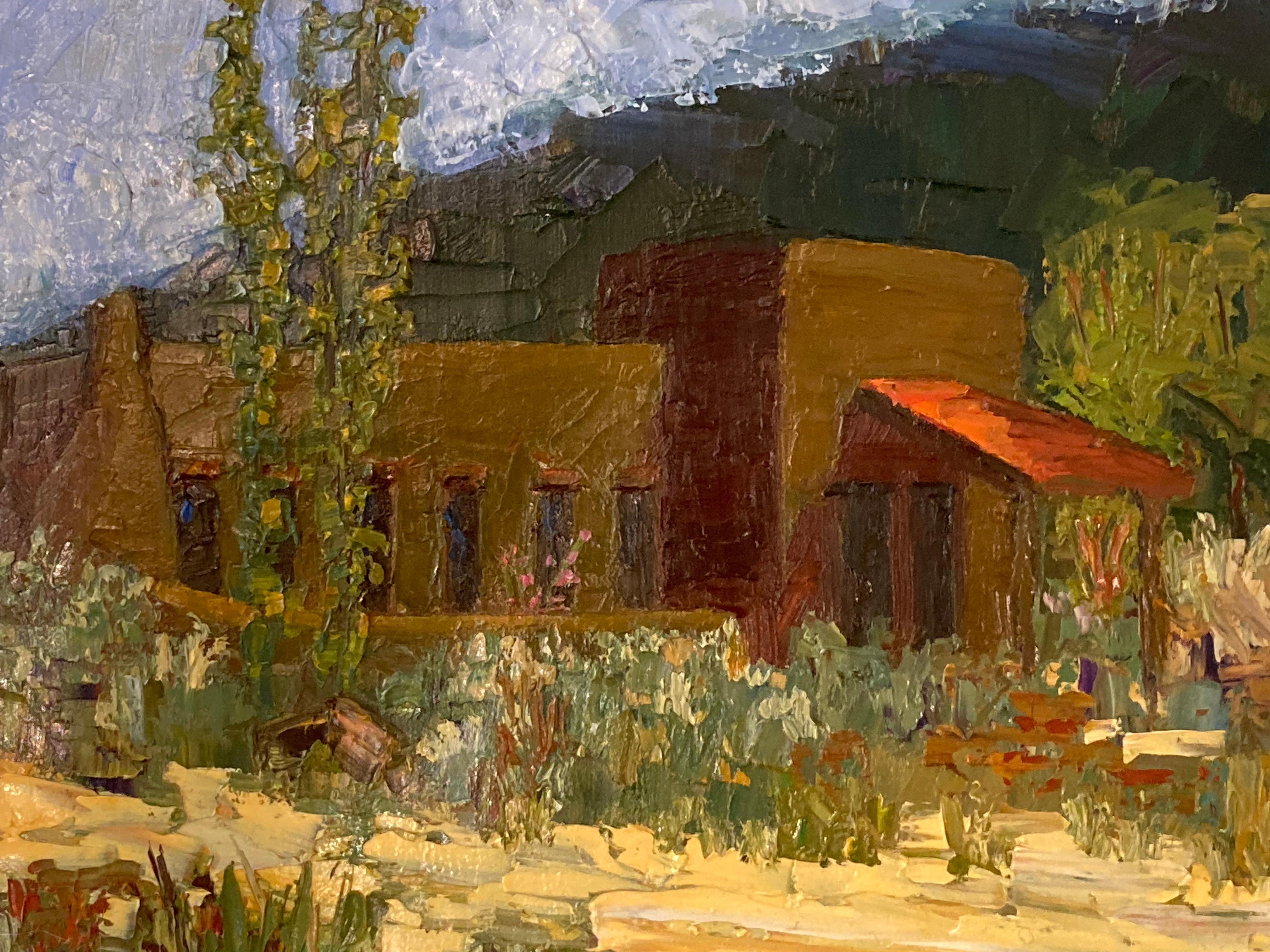 „Century Old Adobe“, von James Cobb, Öl auf Tafel, Gemälde – Painting von Jim Cobb