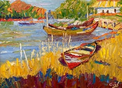'Colorful Cove, ' by James Cobb, Oil on Linen Painting