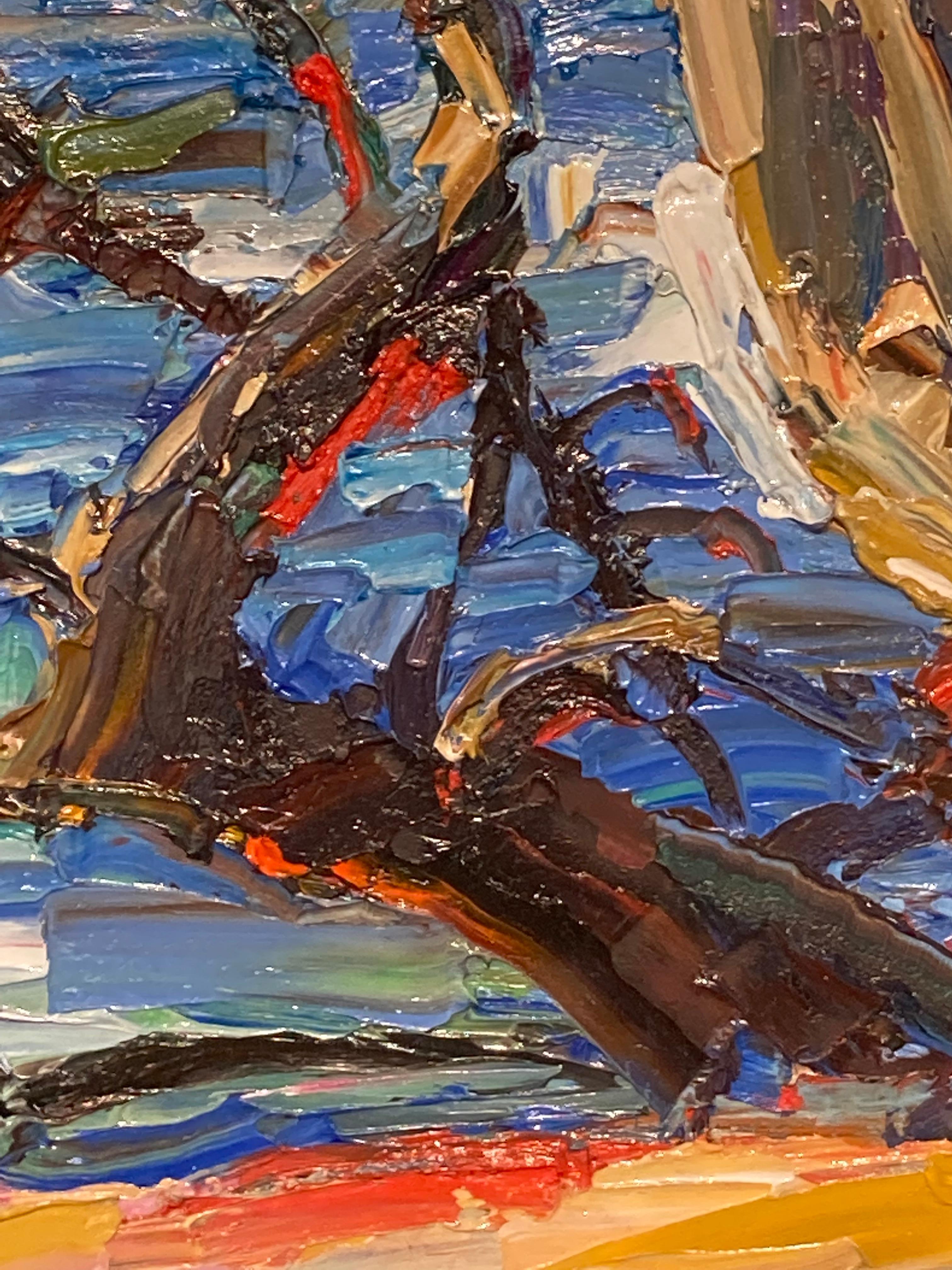Peinture à l'huile sur panneau de gesso « Cypress Point » de James Cobb en vente 1