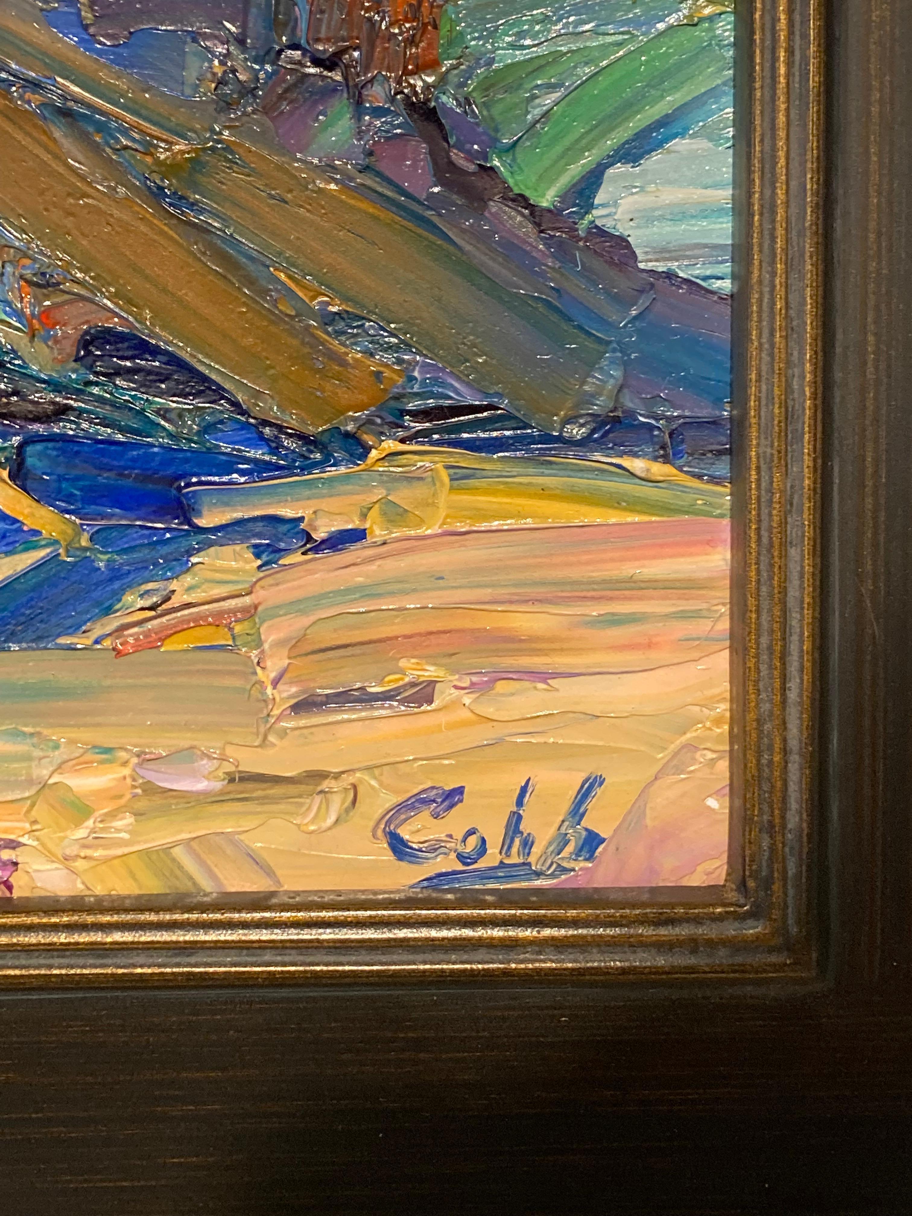 Peinture à l'huile sur panneau de gesso « Cypress Point » de James Cobb en vente 3