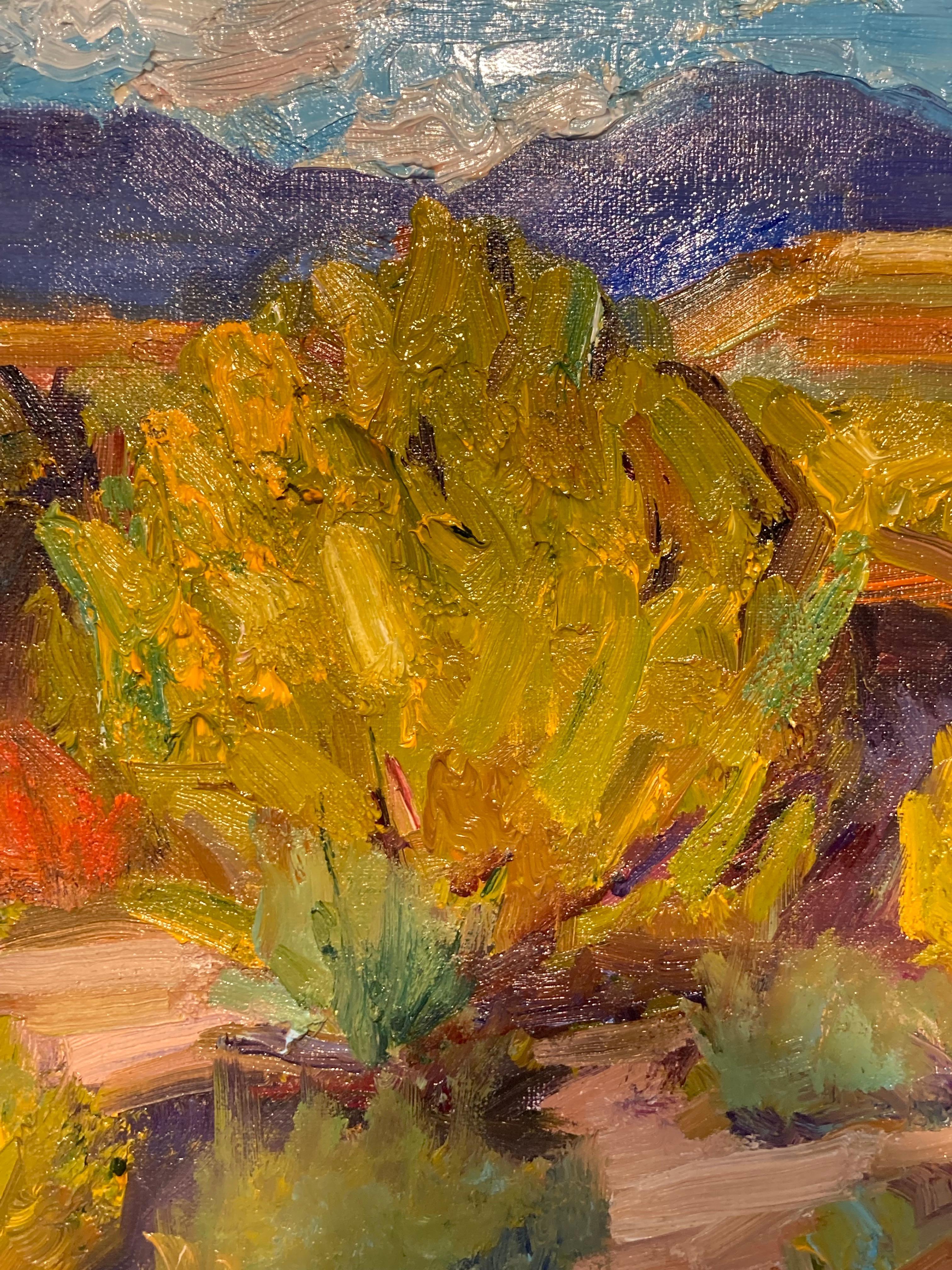 « Nouveau Mexique automne », par James Cobb, peinture à l'huile sur toile - Marron Landscape Painting par Jim Cobb