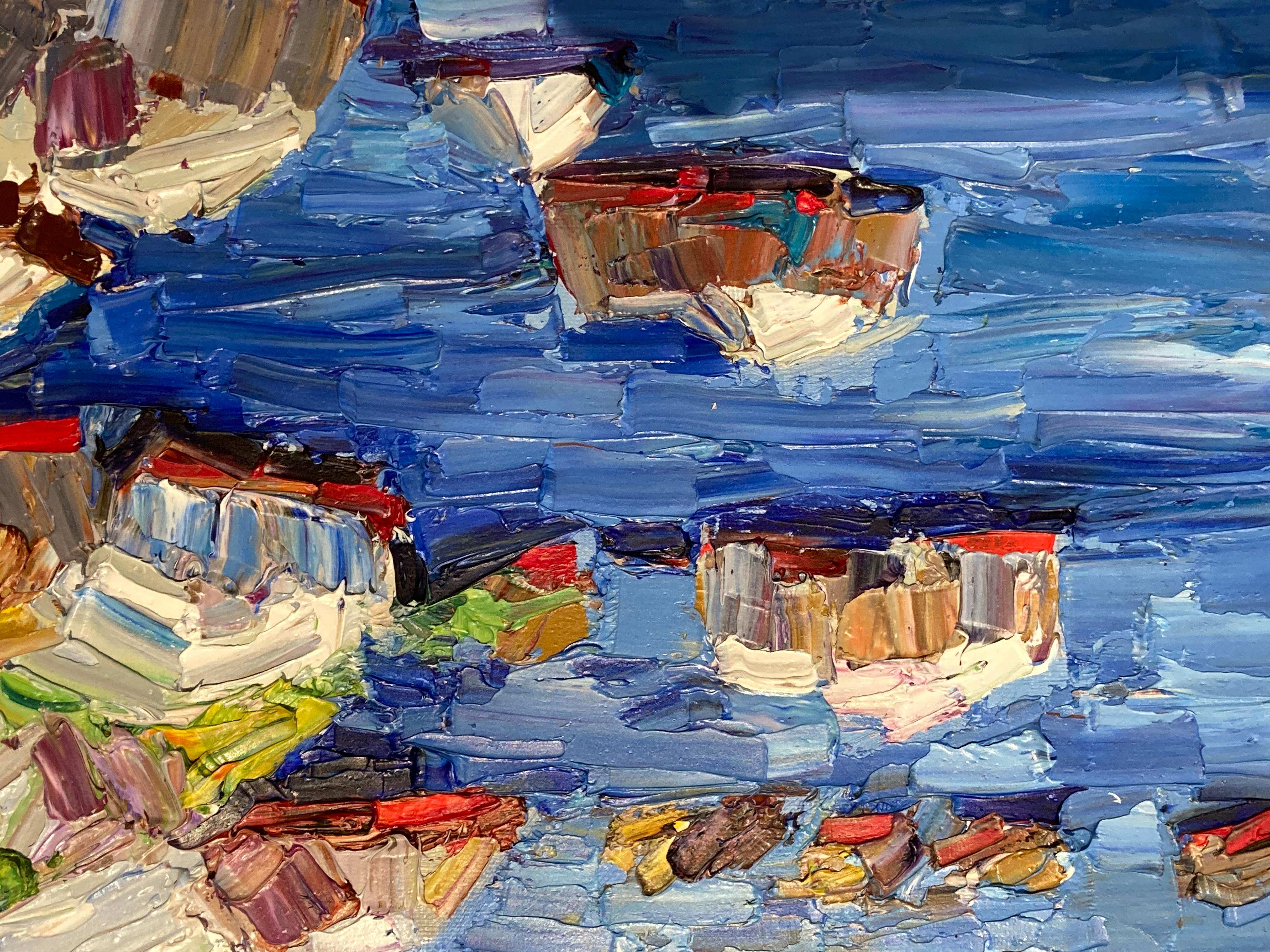Peinture à l'huile sur toile « Rocky Seascape Overlook » de James Cobb - Expressionniste Painting par Jim Cobb
