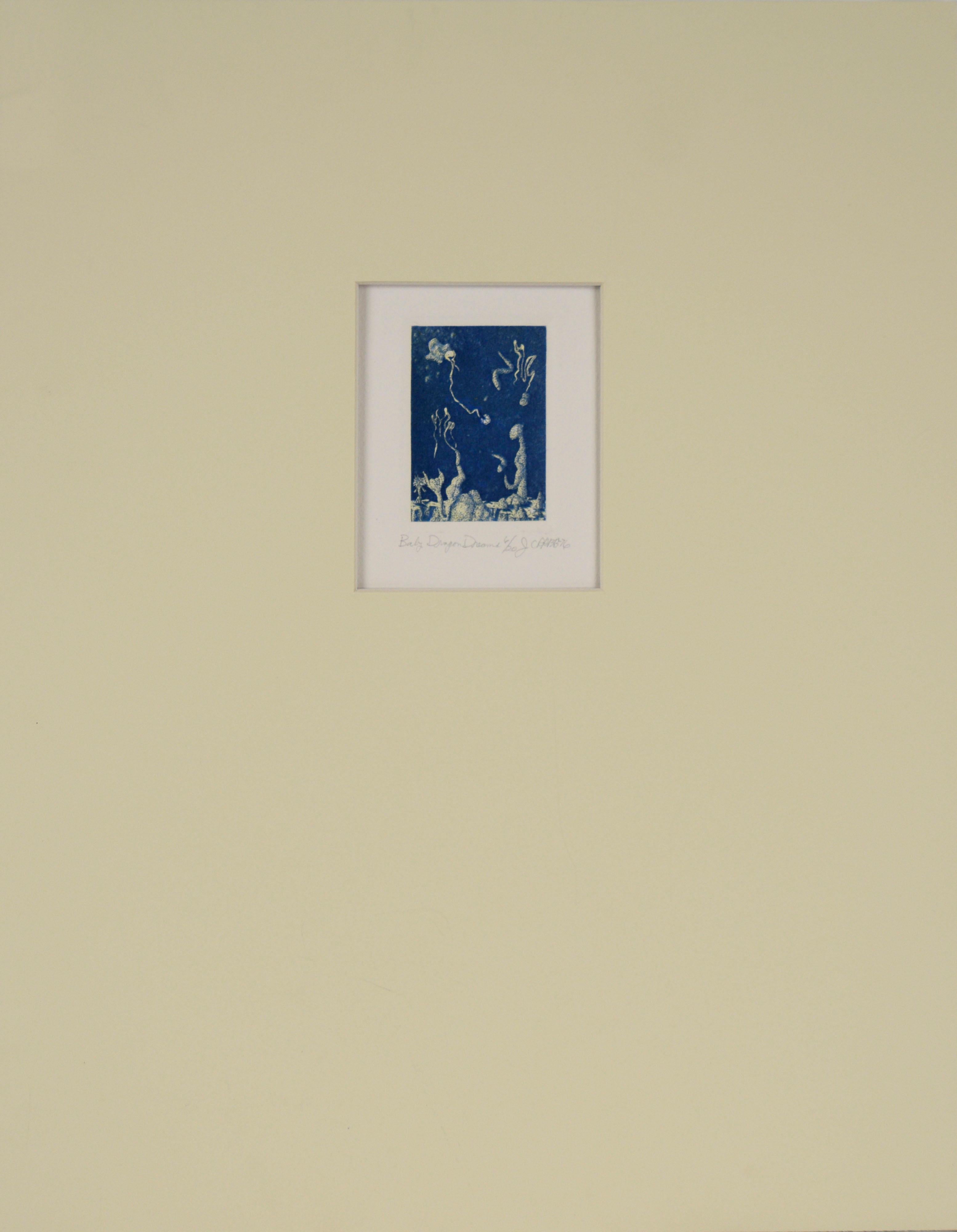 "Baby Dragon Dreams" - Litografia surrealista su carta del 1976