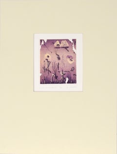 "rivolto all'indietro" - Litografia surrealista su carta del 1976