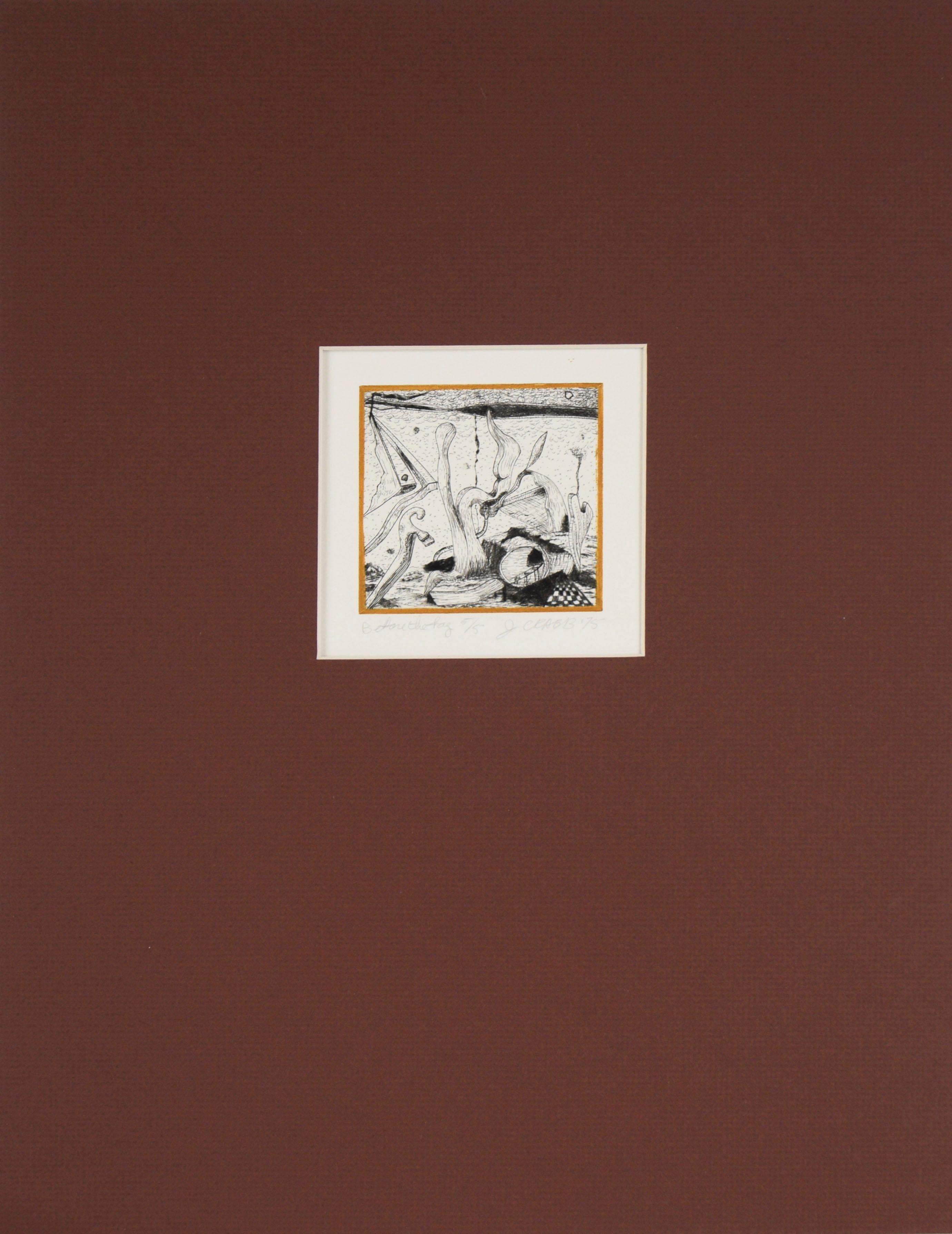 "Prima della nebbia" - Litografia surrealista su carta del 1975