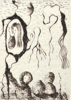 "día entre" - 1976 Litografía surrealista sobre papel