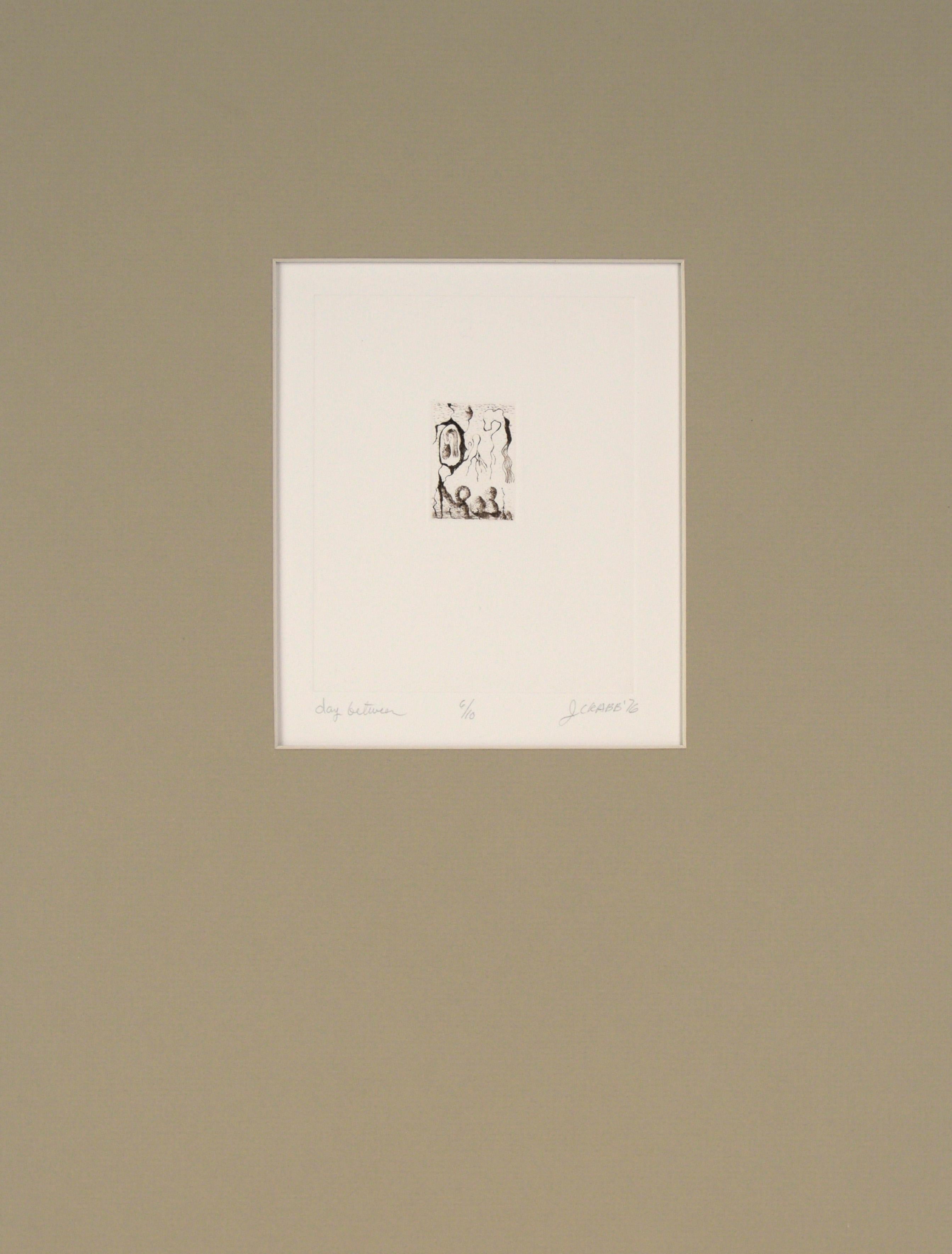 "giorno di mezzo" - Litografia surrealista su carta del 1976