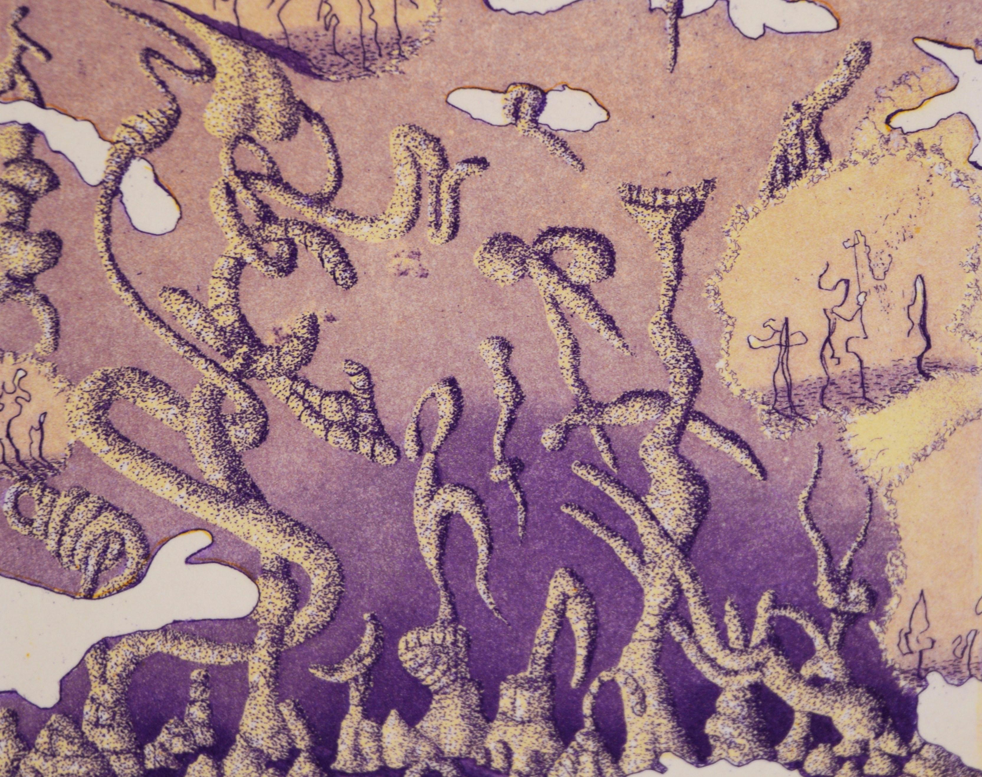 „Departure #7“ – Lithographie auf Papier (Beige), Figurative Print, von Jim Crabb
