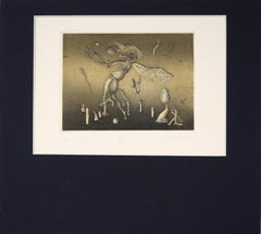 "femme fatal" - Litografia surrealista su carta del 1975