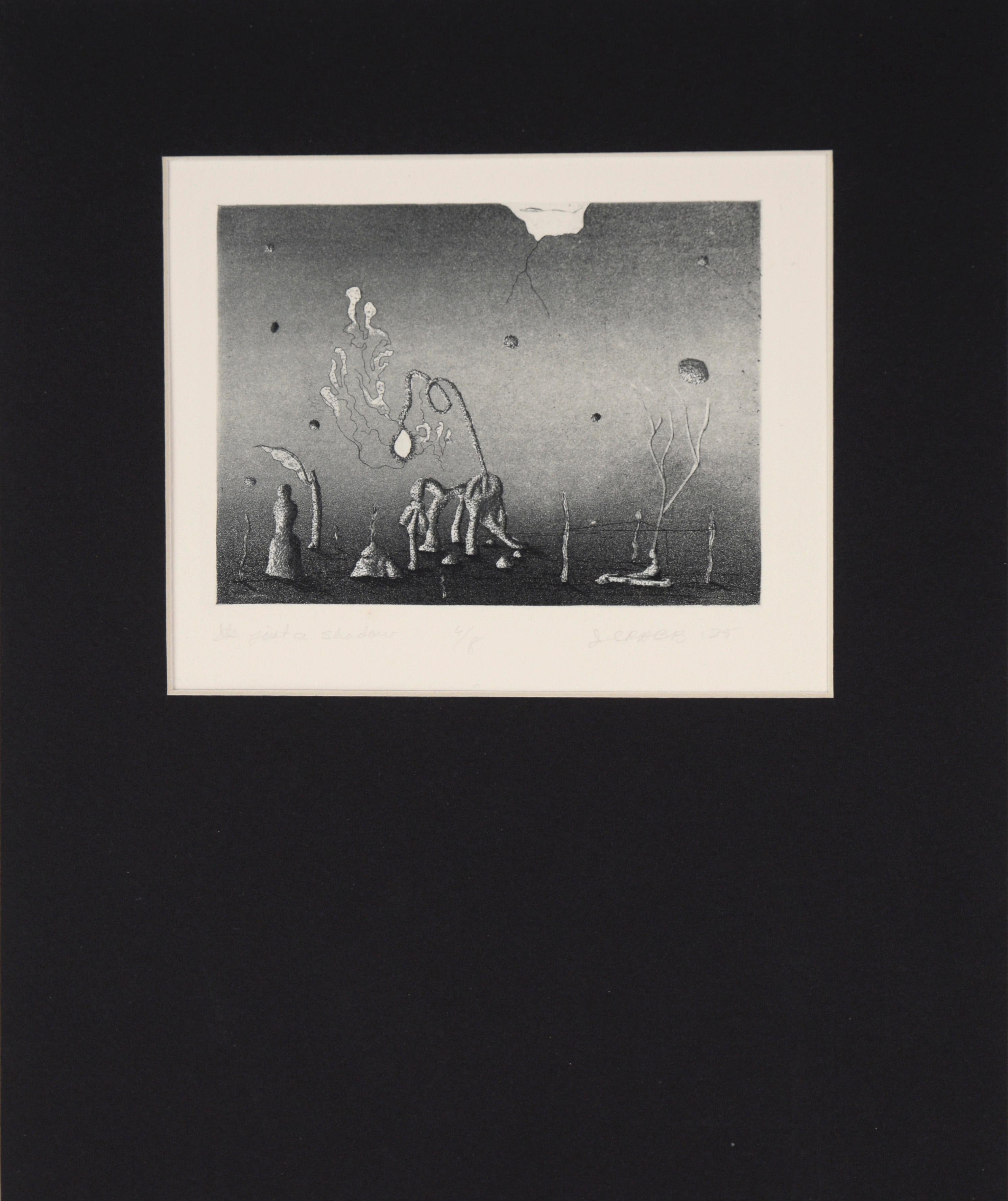 "È solo un'ombra" - Litografia surrealista su carta del 1975