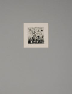 "Giugno A" - Litografia surrealista su carta del 1975