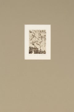 "Un miglio a sinistra" - Litografia surrealista su carta del 1976