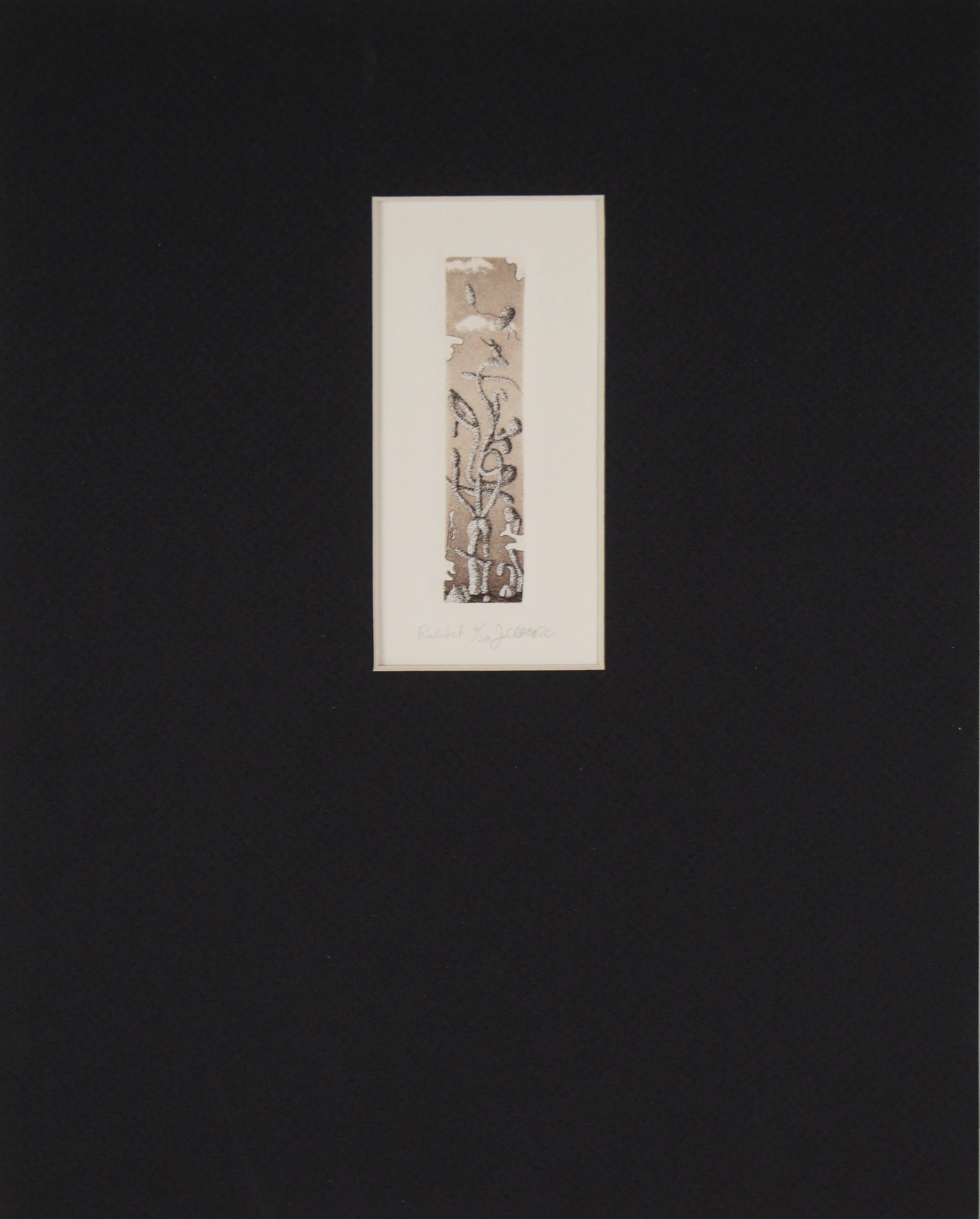 "Coniglio" - Litografia surrealista su carta del 1976