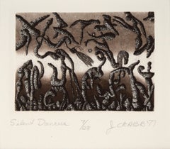 "Danseuses silencieuses" - 1977 Lithographie surréaliste sur papier