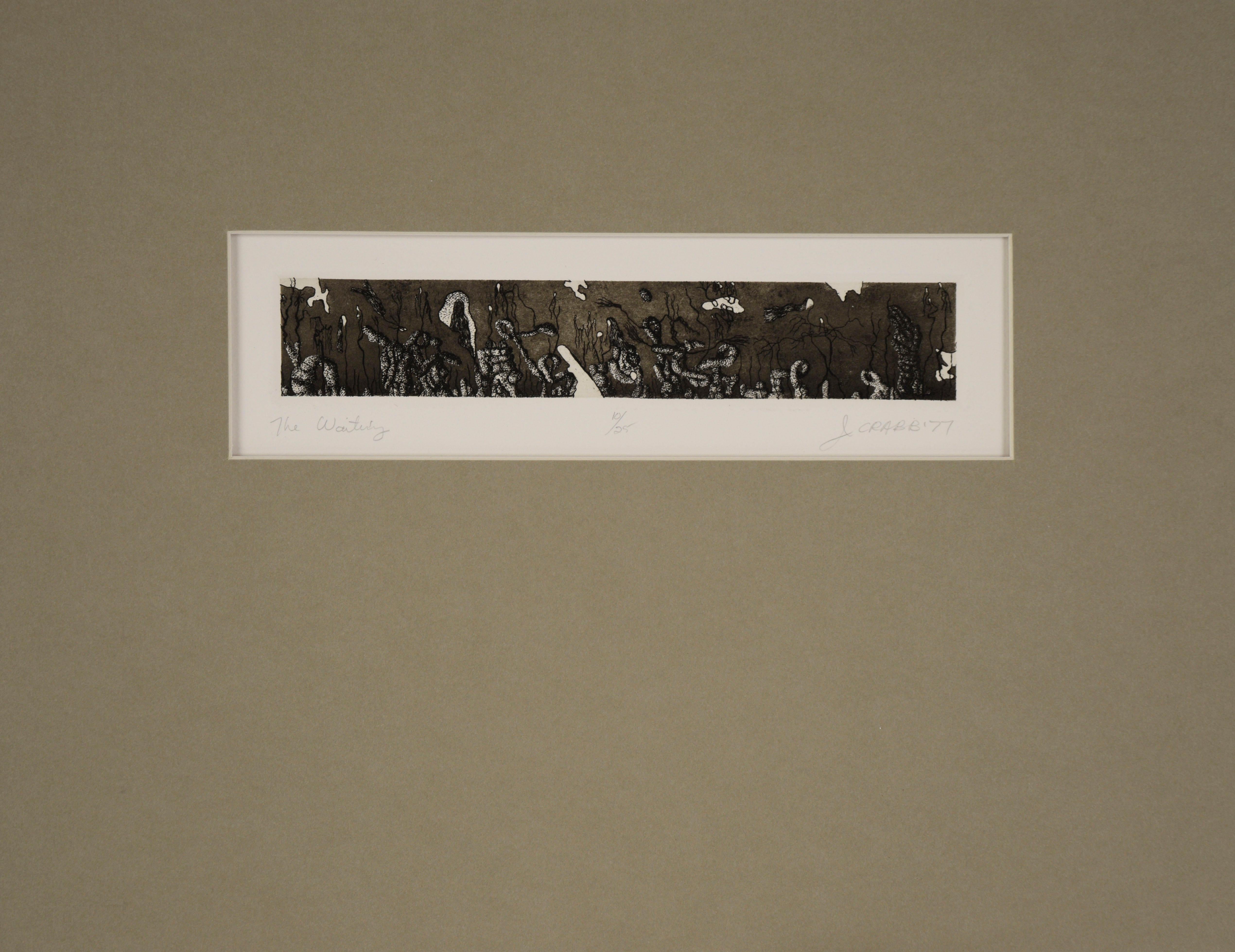 "L'attesa" - Litografia surrealista su carta del 1977