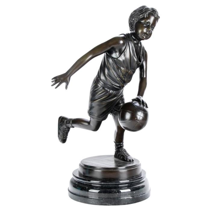 Jim Davidson (American, B. 1962) Bronze, Youth with Basketball
