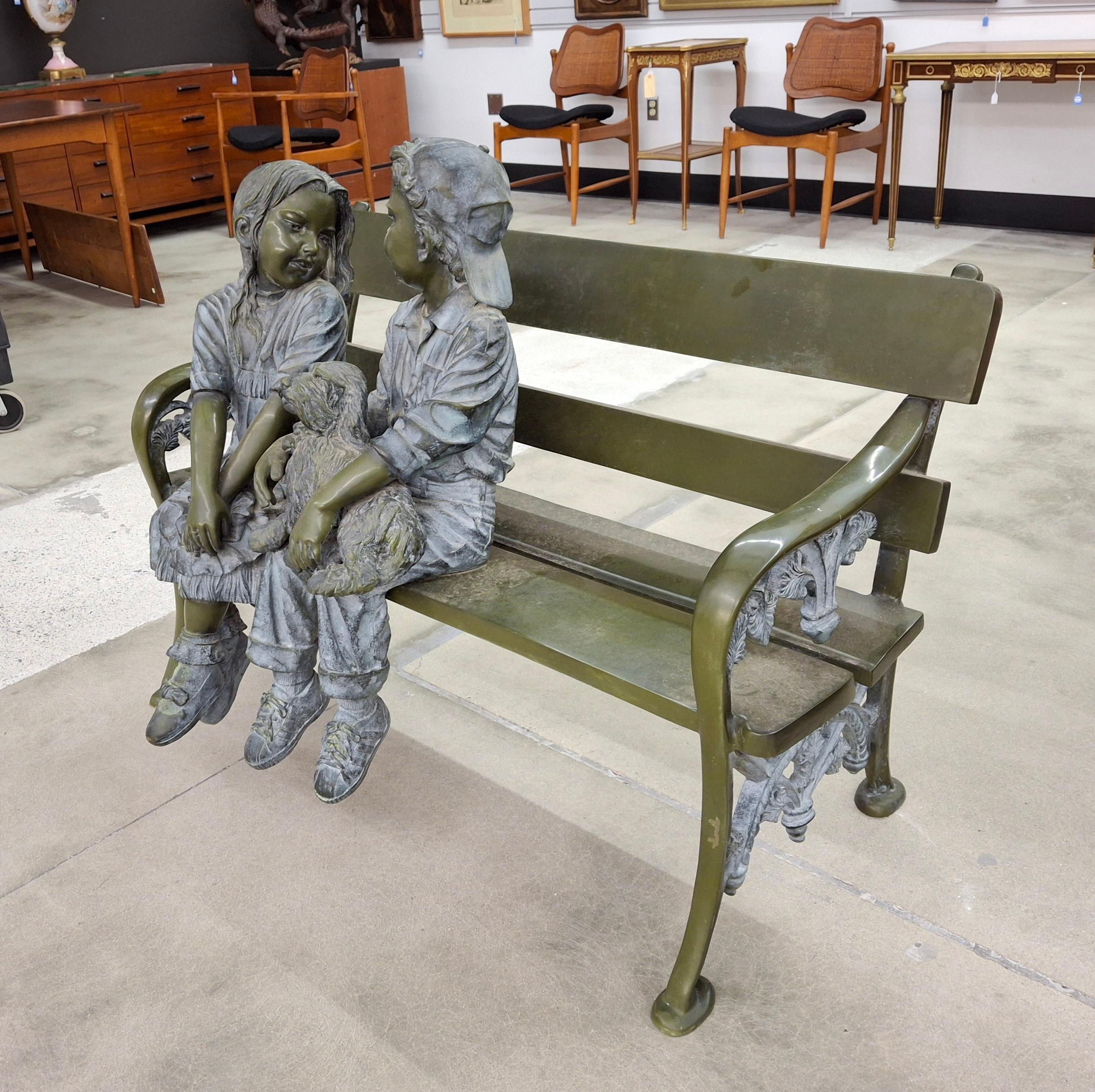 Art Nouveau Jim Davidson, (americano nato nel 1962), Giovani amanti, Patina verde parzialmente invecchiata in vendita