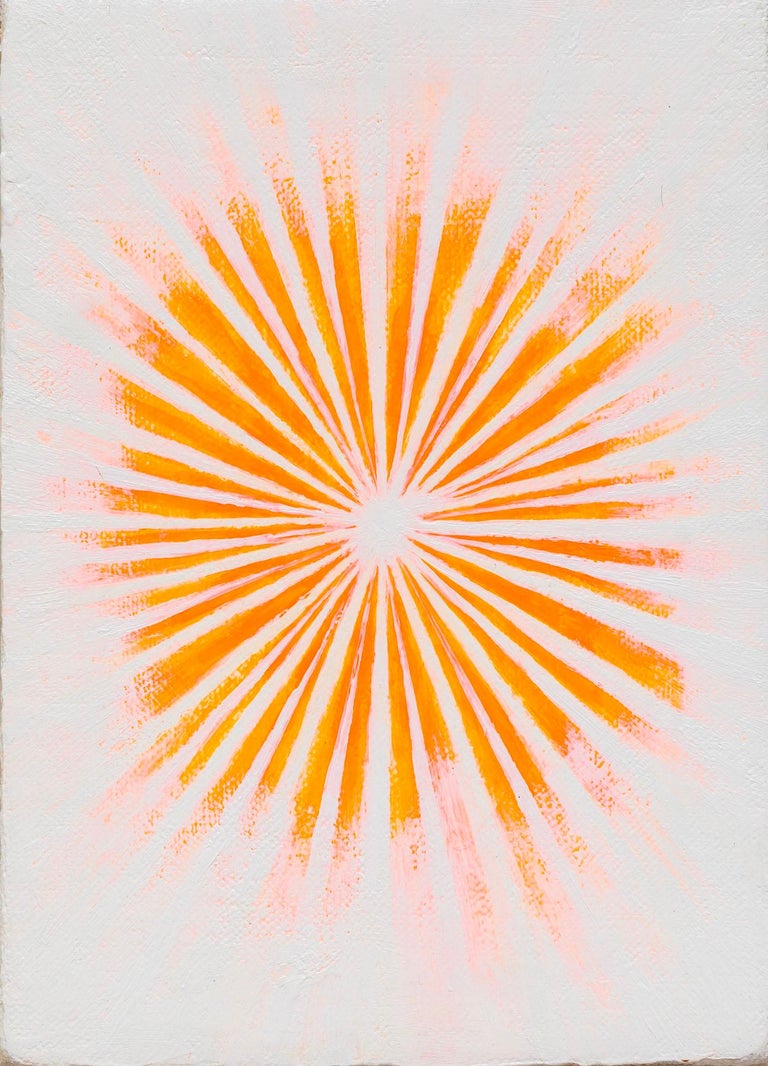 Jim Denney Flash Point, abstract neon orange flames on white