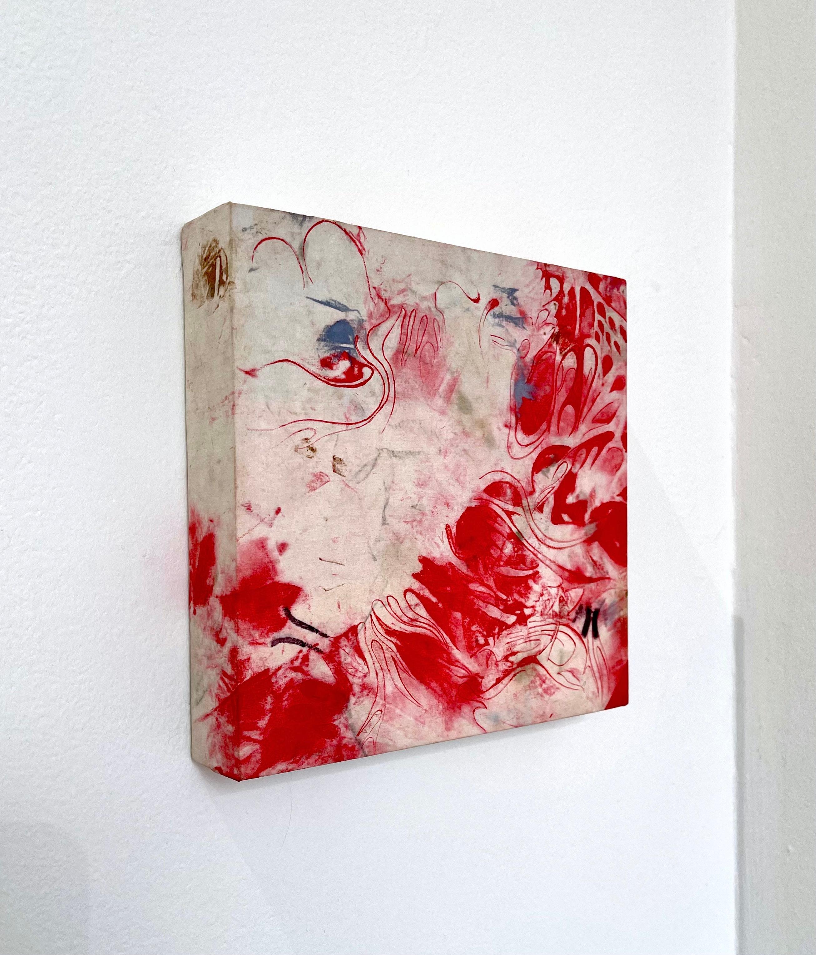 Tokyo Fire, fiamme astratte, pittura rossa e bianca - Painting di Jim Denney