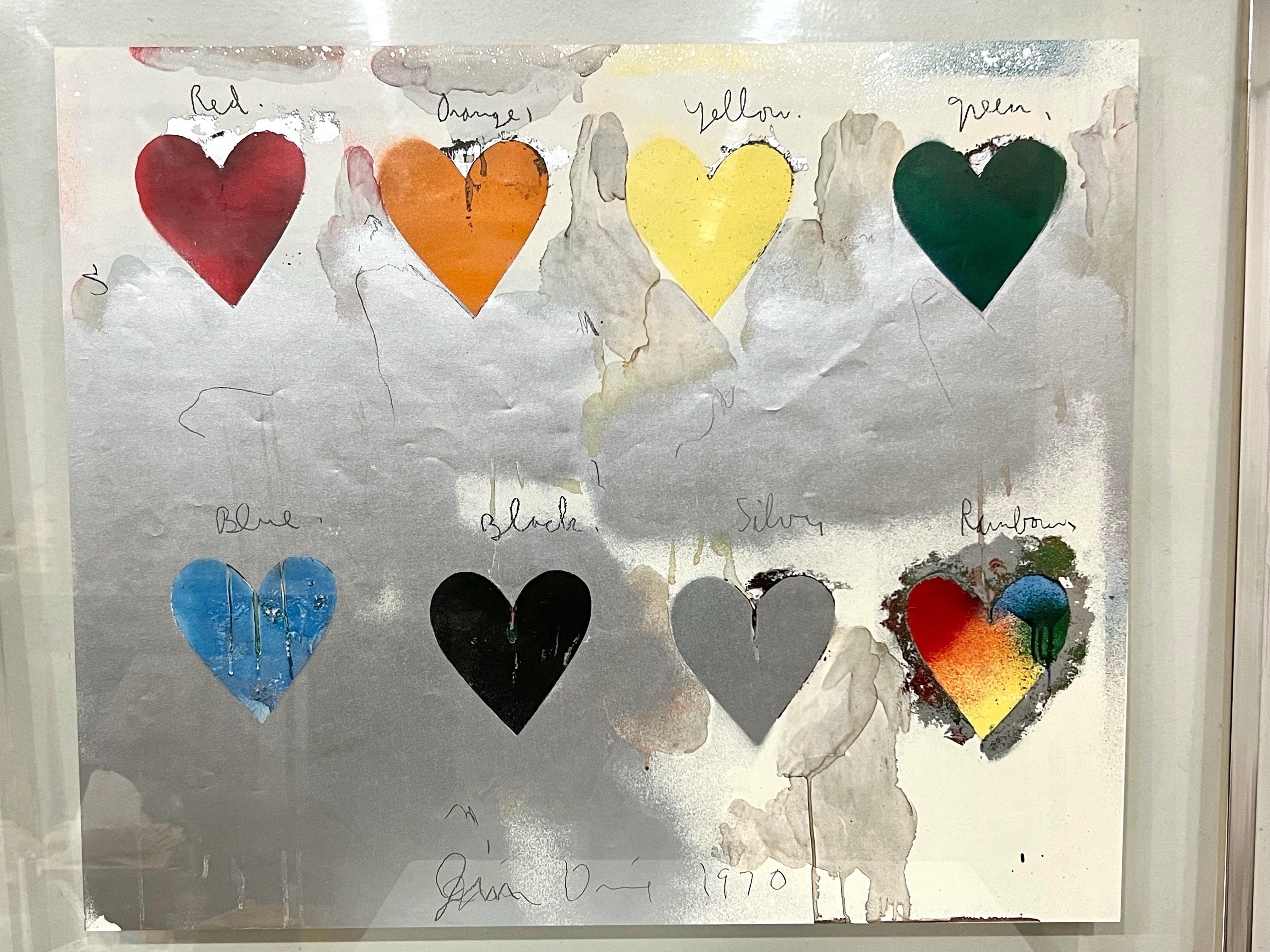 Jim Dine 8 Hearts Lithographie originale signée au crayon Bon état - En vente à Miami, FL